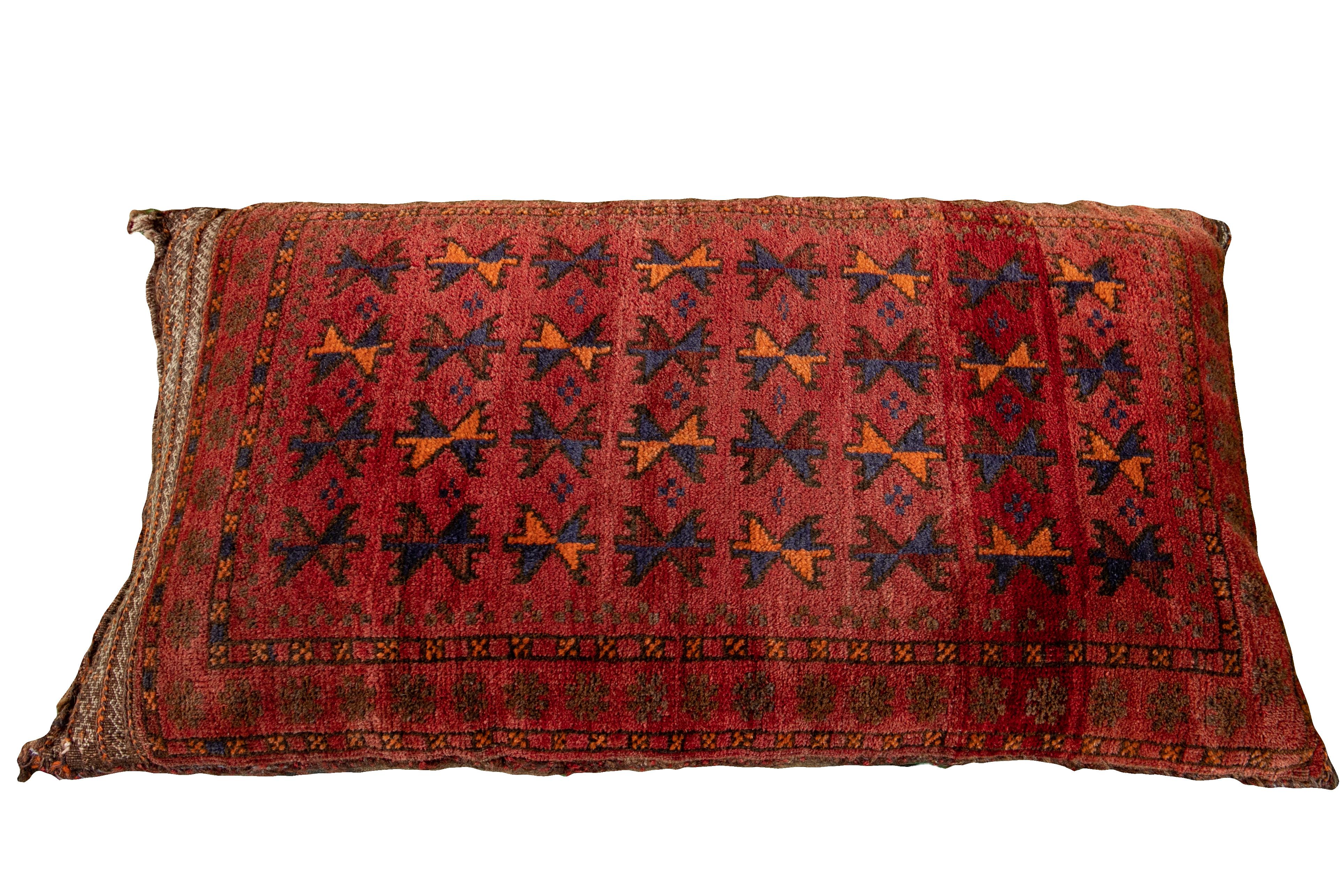 Large Red Vintage Persian Tribal Pillow In Excellent Condition In Norwalk, CT