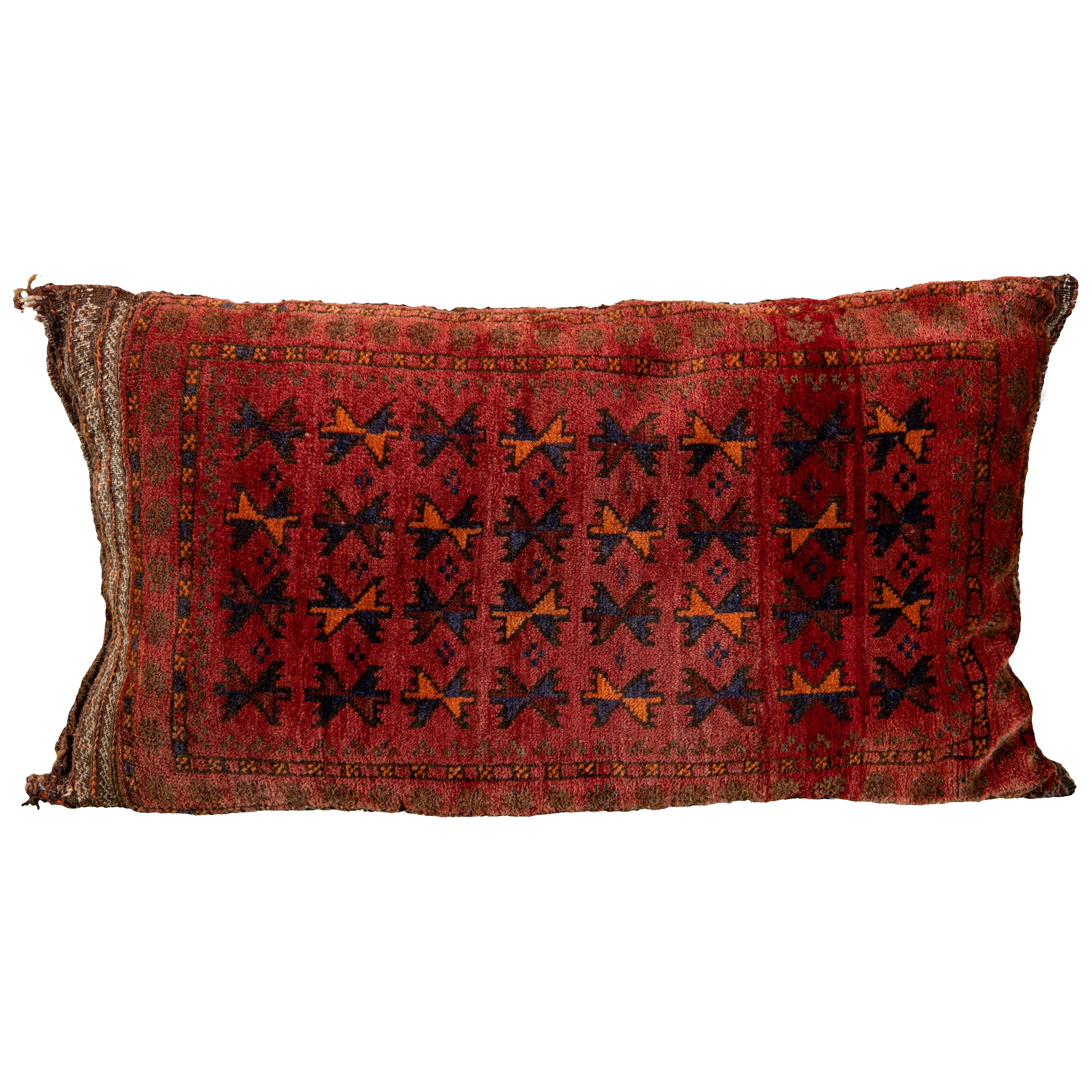 Large Red Vintage Persian Tribal Pillow