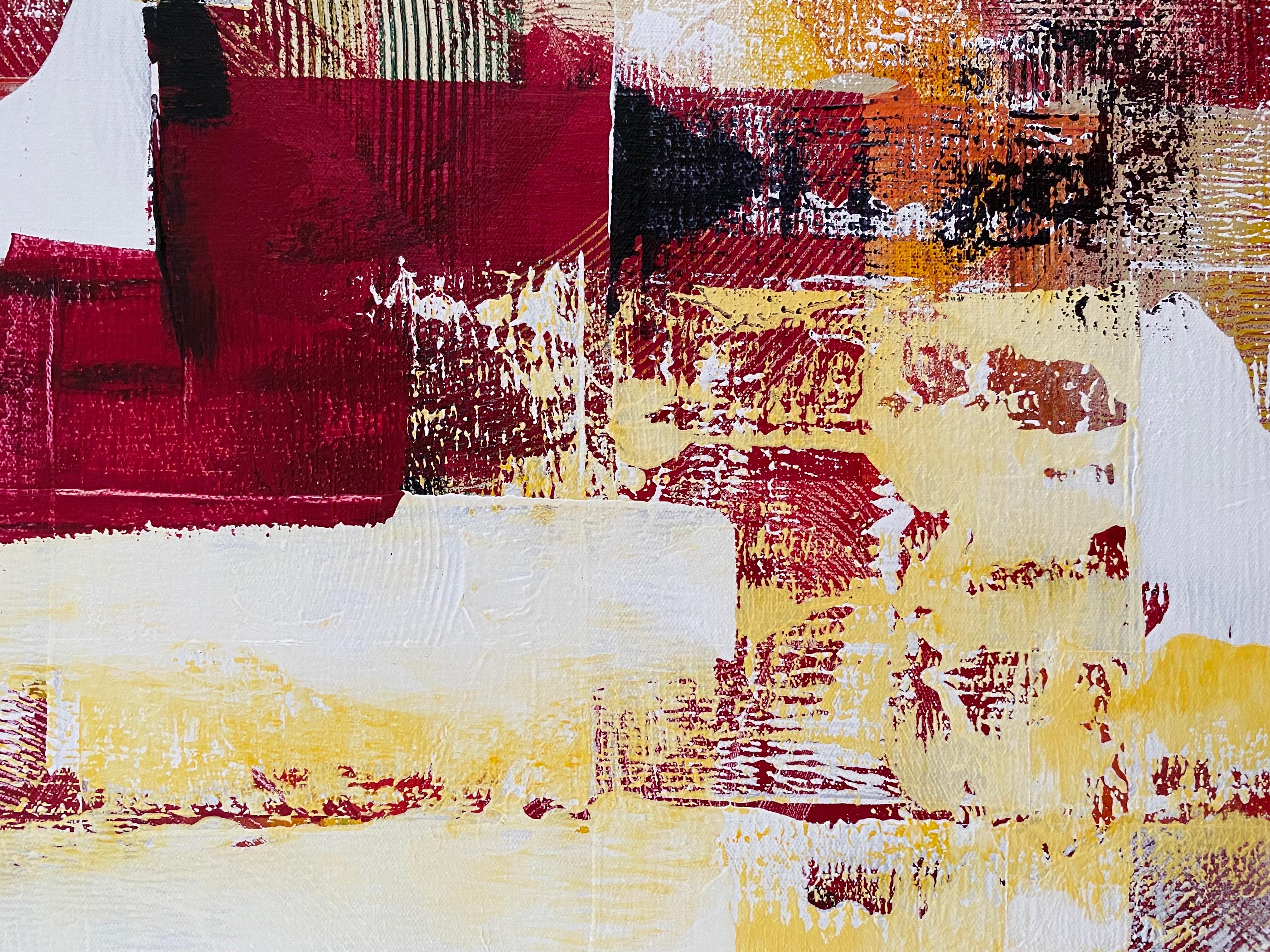 Large Red & Yellow Abstract Painting Titled 