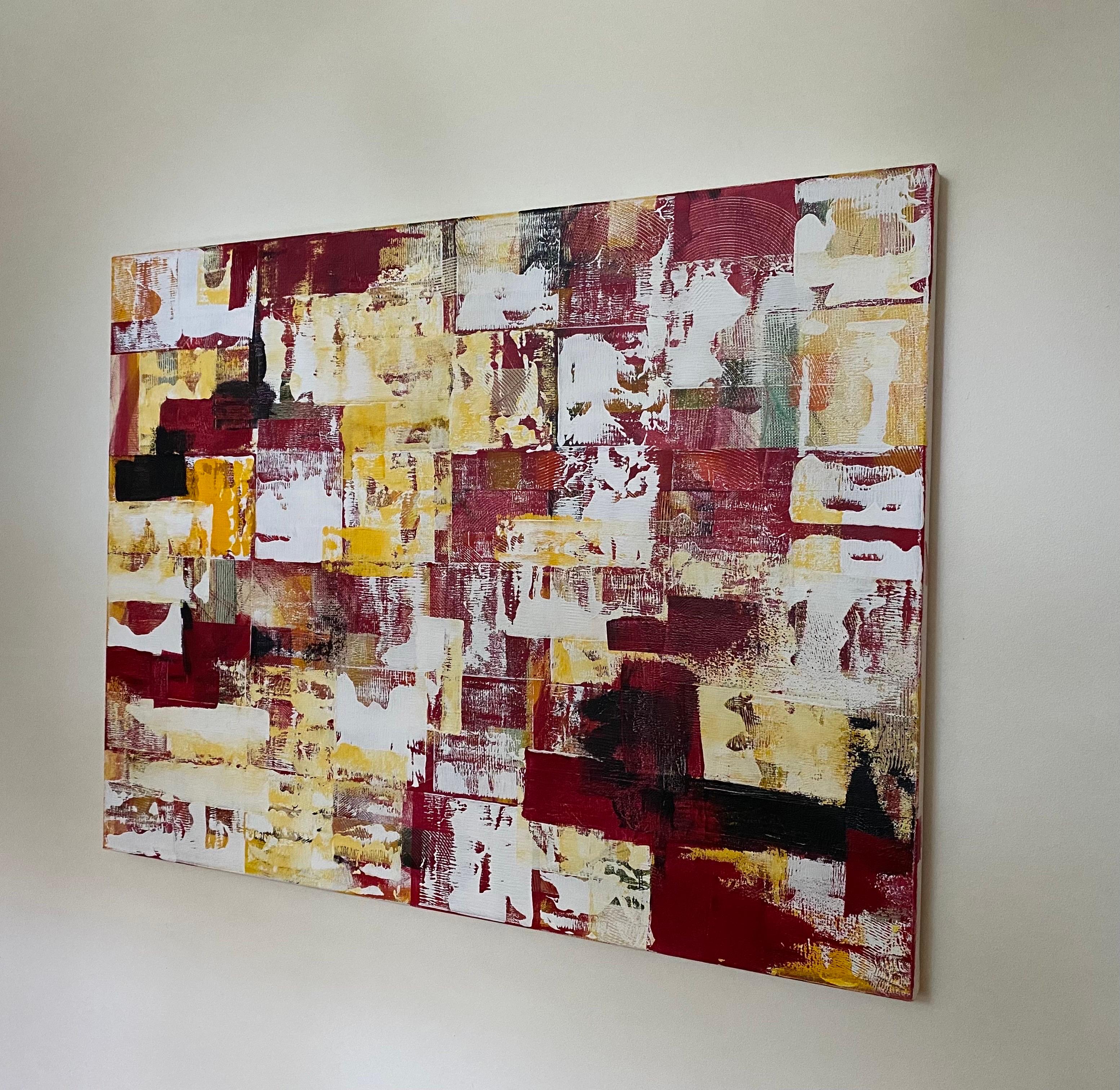 Contemporary Large Red & Yellow Abstract Painting Titled 