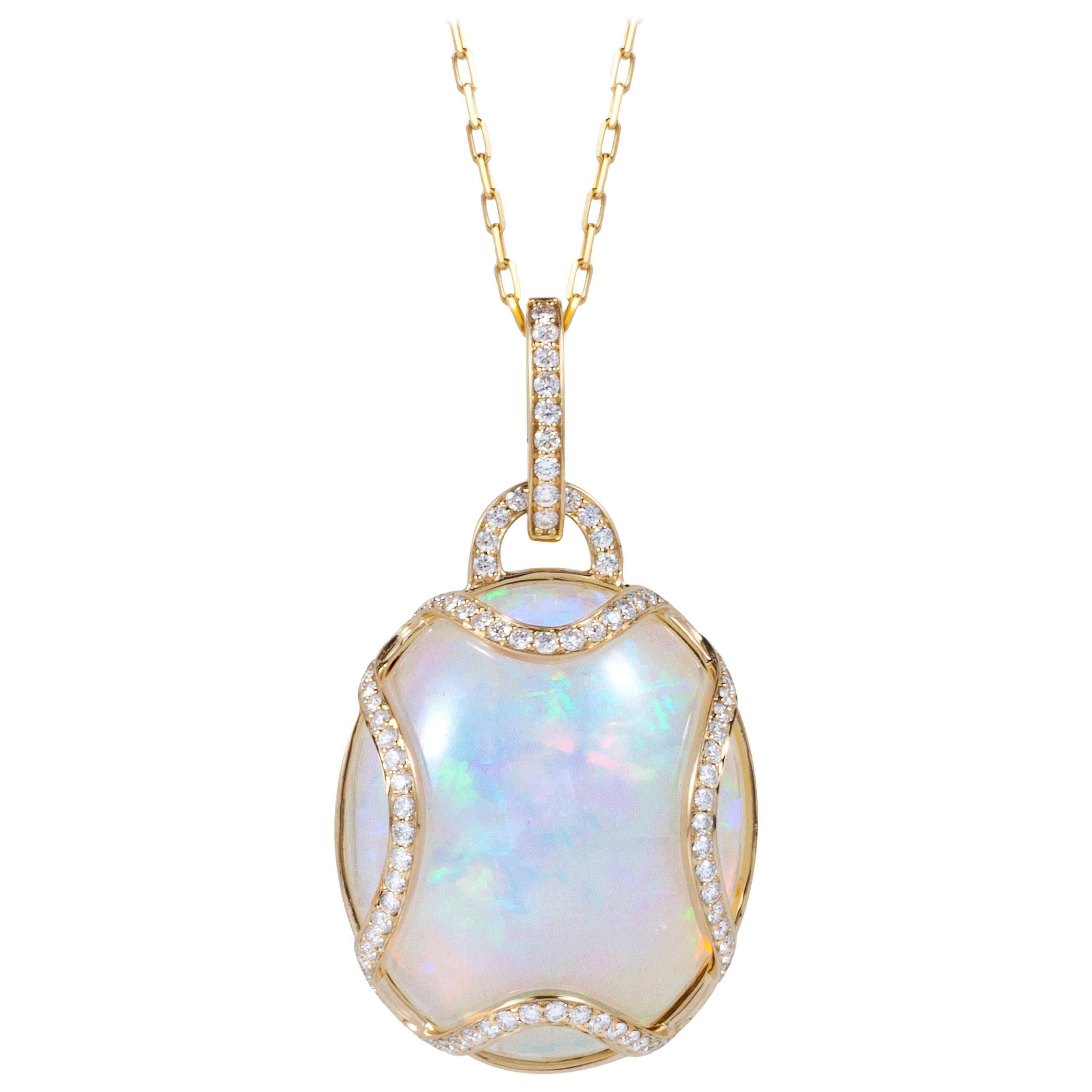 Goshwara - Grand pendentif en opale et diamants