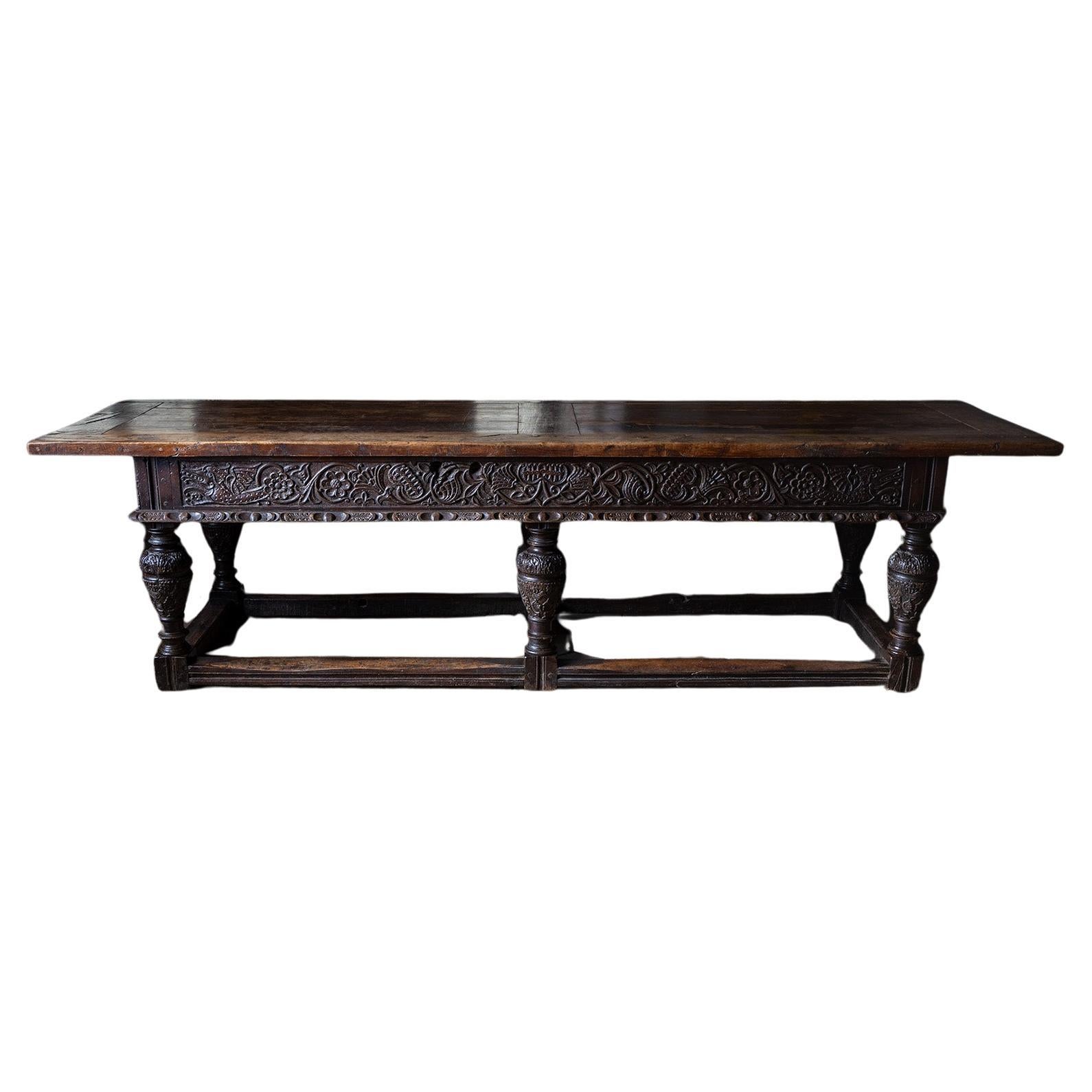 Large Refectory Dining Table, 18/19th Century