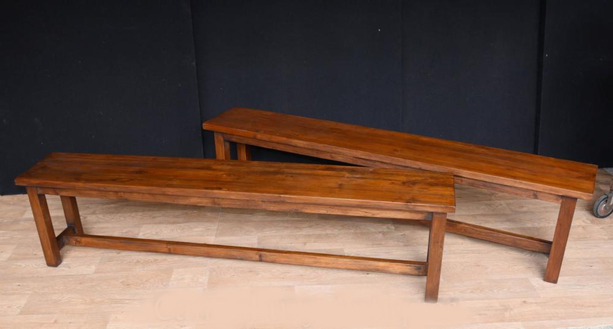 A large oak refectory table - ten feet long (304CM) and matching oak benches
As the photos hopefully illustrate a perfect colour match
Very comfortable to sit at and sturdy to withstand the rigour of daily use
Classic farmhouse look - we could also