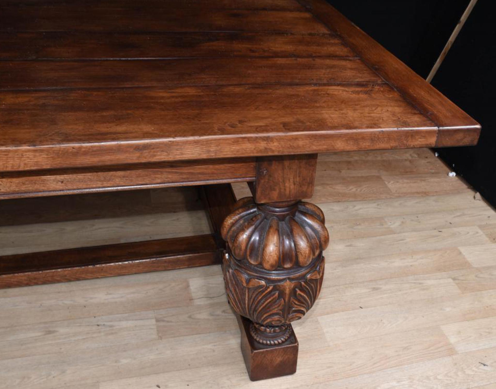 Large Refectory Table and Bench Farmhouse Kitchen Dining Set In Good Condition For Sale In Potters Bar, GB