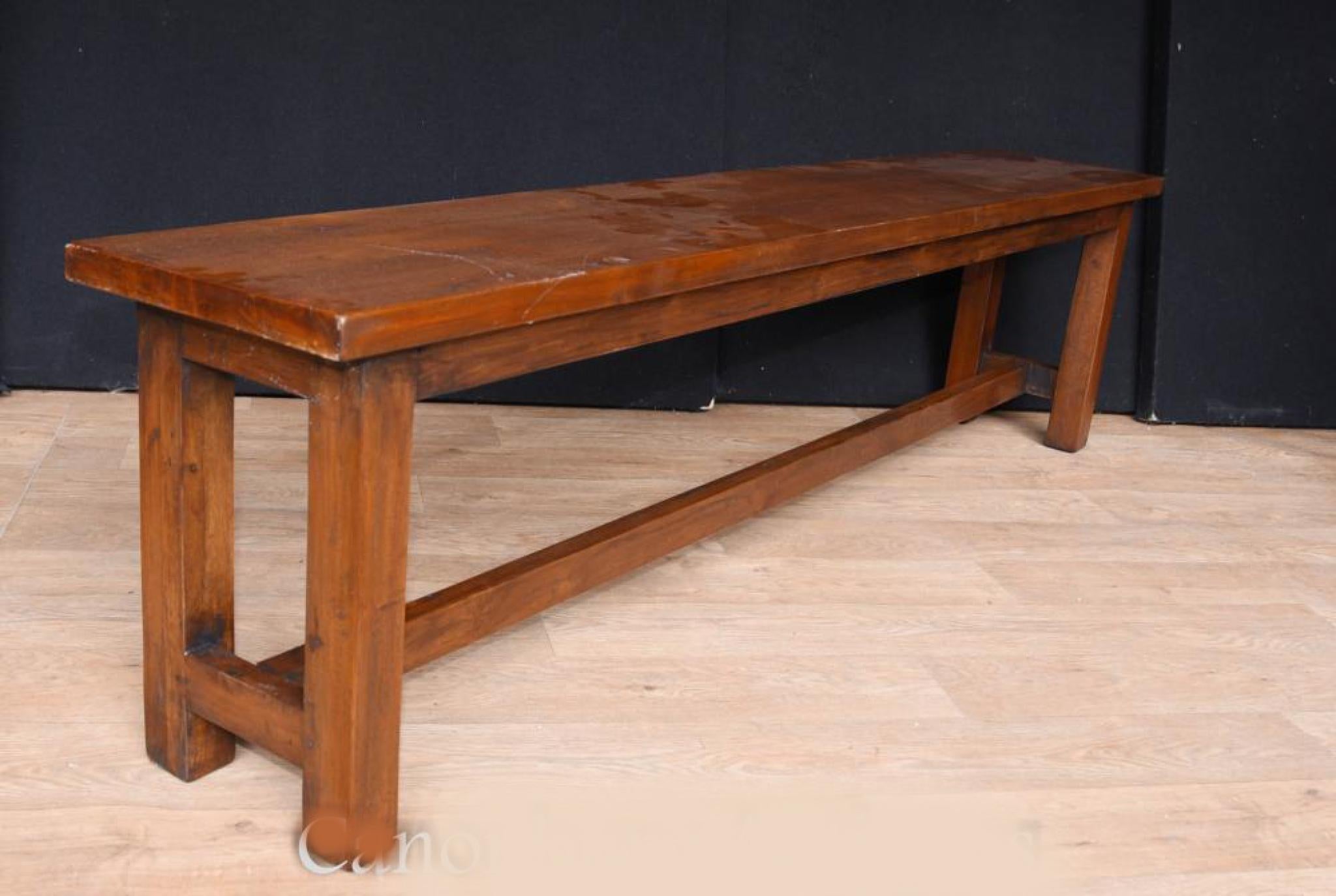 Large Refectory Table and Bench Farmhouse Kitchen Dining Set For Sale 2