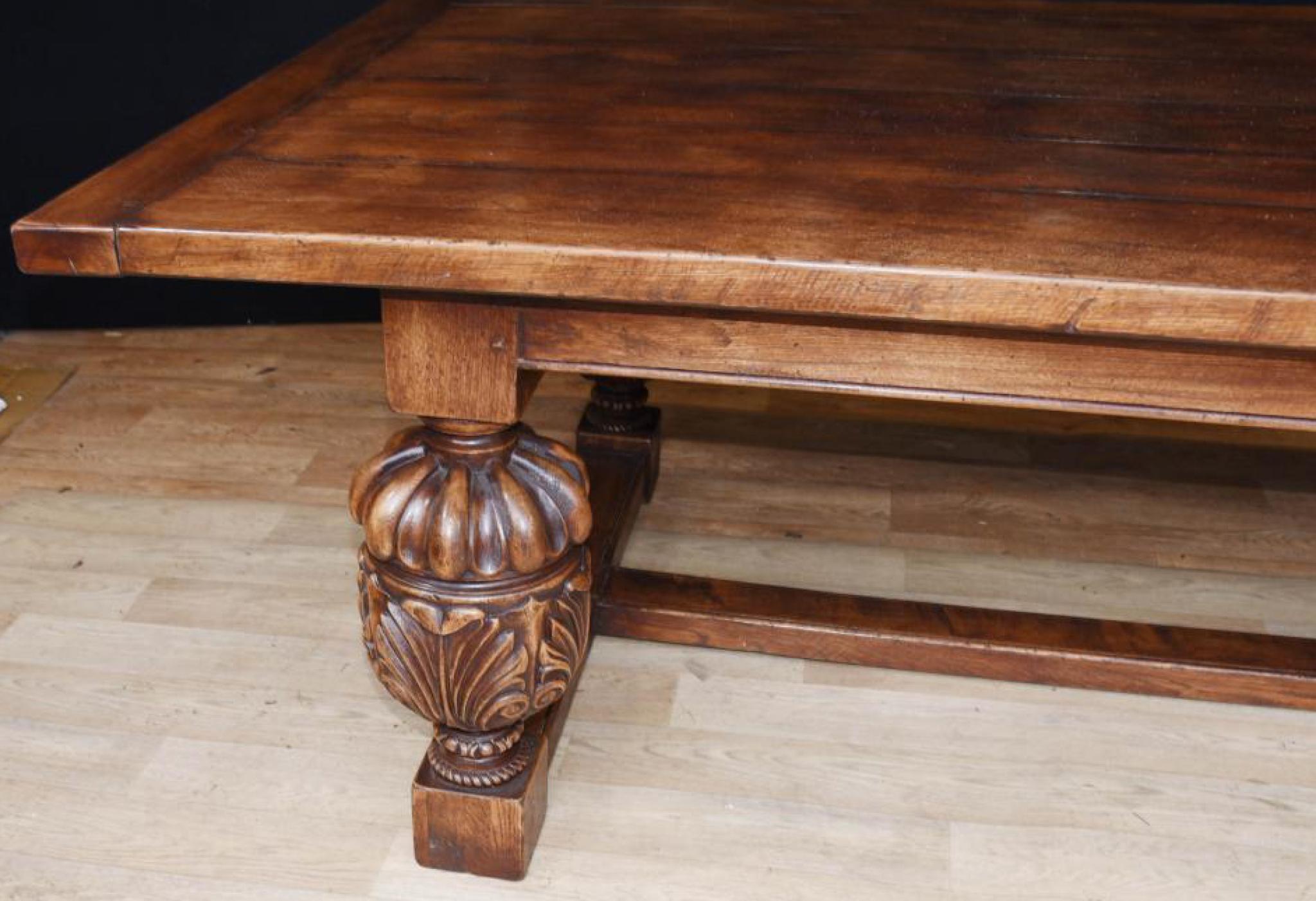 Large Refectory Table and Bench Farmhouse Kitchen Dining Set For Sale 3