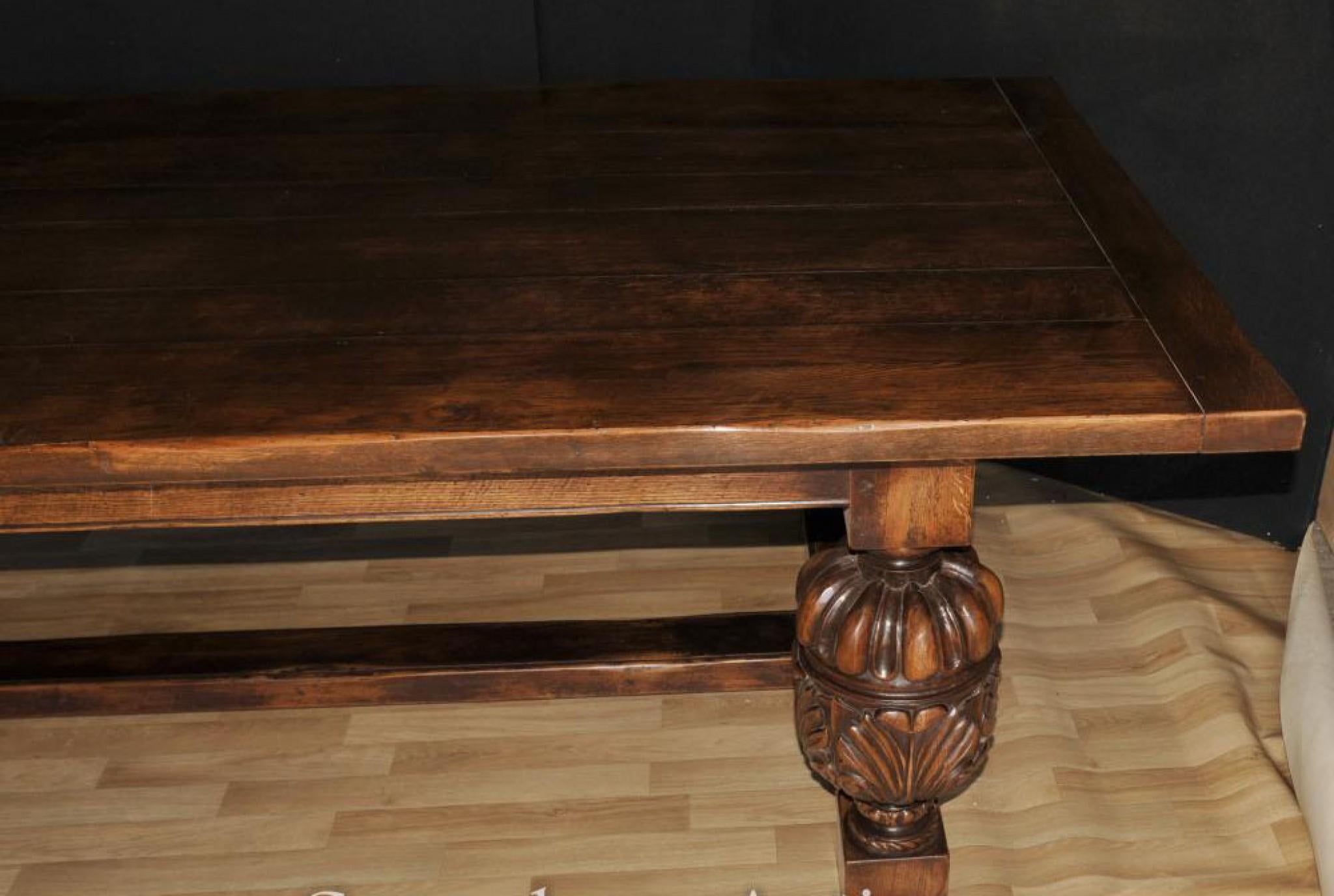 Large Refectory Table - French Farmhouse Oak Kitchen Dining Tables For Sale 7