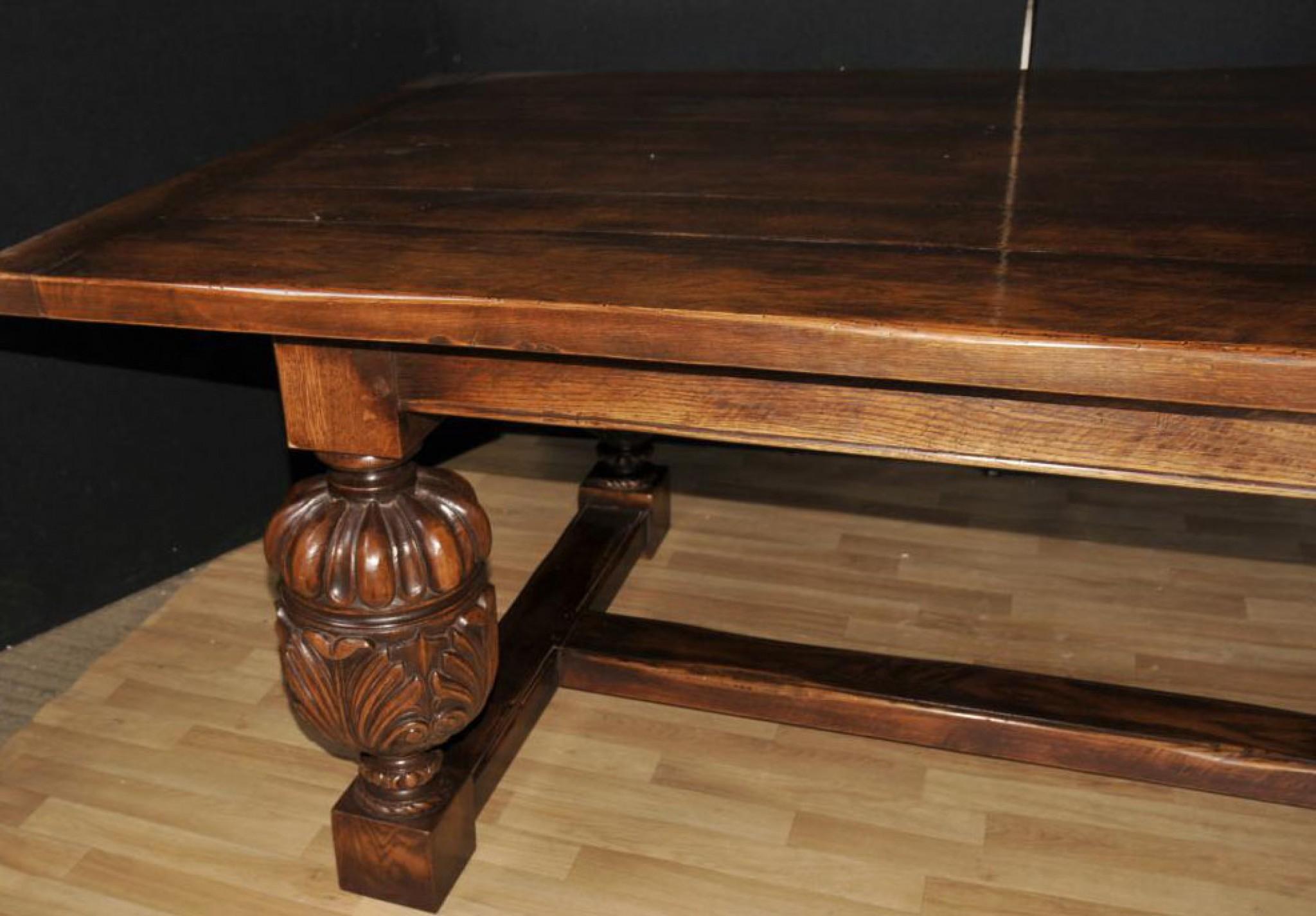 Large Refectory Table - French Farmhouse Oak Kitchen Dining Tables For Sale 9