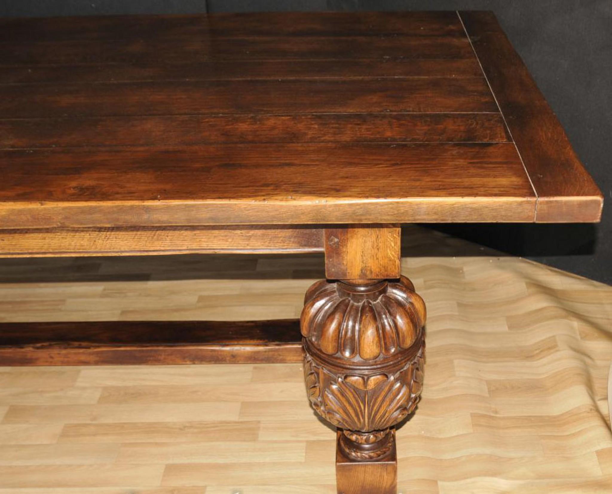 Large Refectory Table - French Farmhouse Oak Kitchen Dining Tables For Sale 11