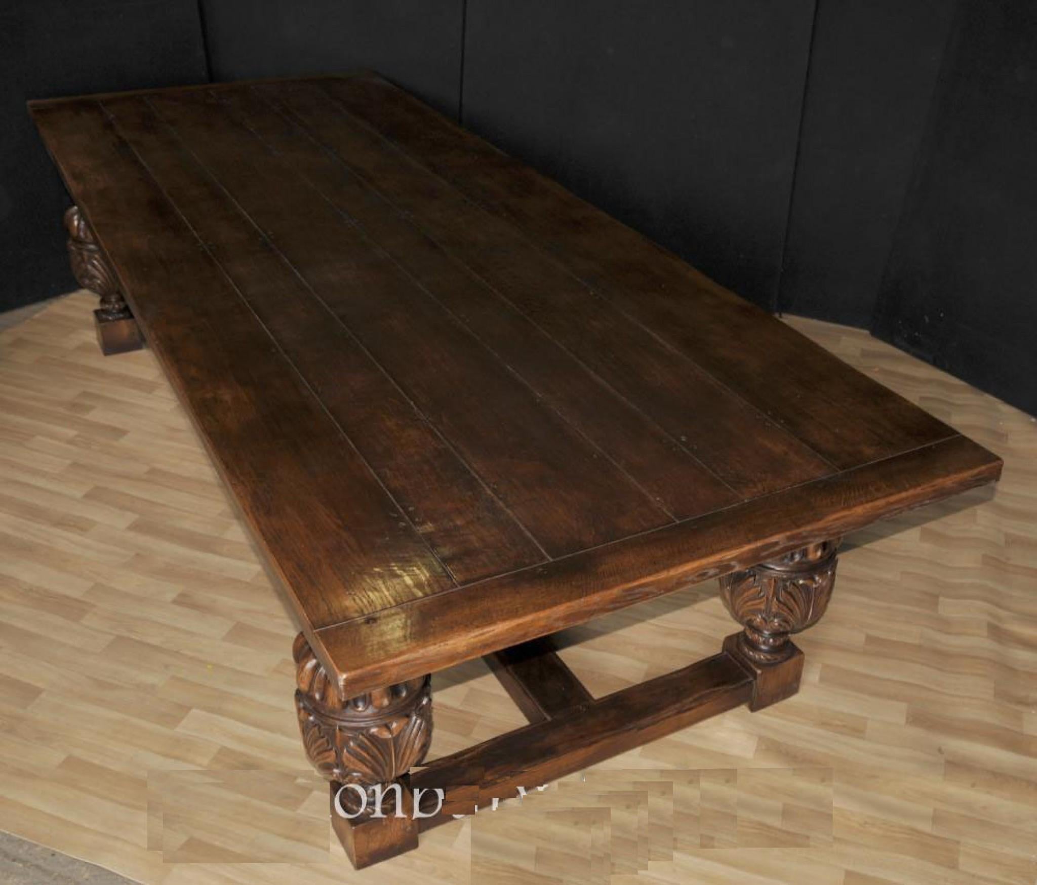 Large Refectory Table - French Farmhouse Oak Kitchen Dining Tables For Sale 3