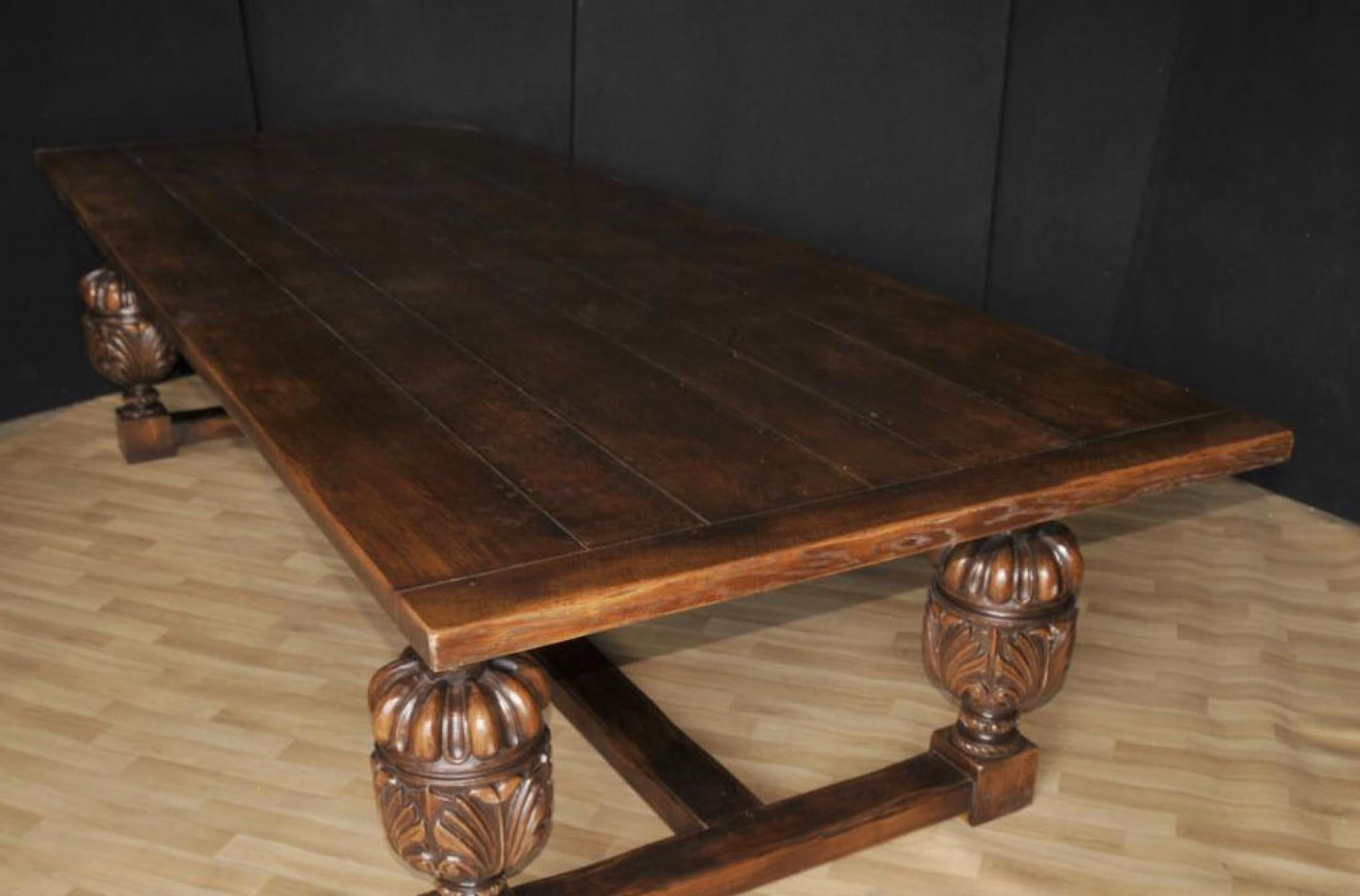 Large Refectory Table - French Farmhouse Oak Kitchen Dining Tables For Sale 4