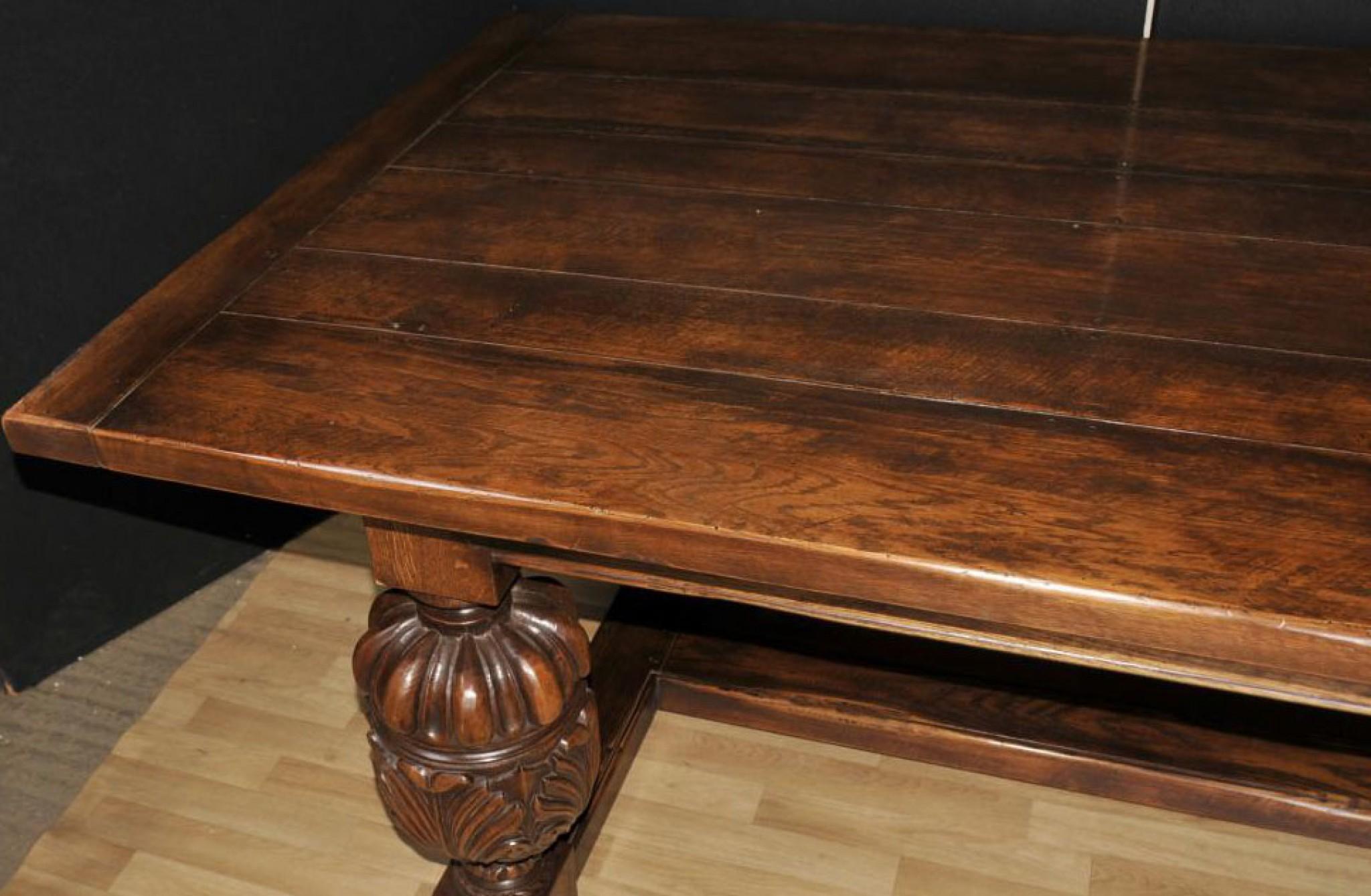 Large Refectory Table - French Farmhouse Oak Kitchen Dining Tables For Sale 5