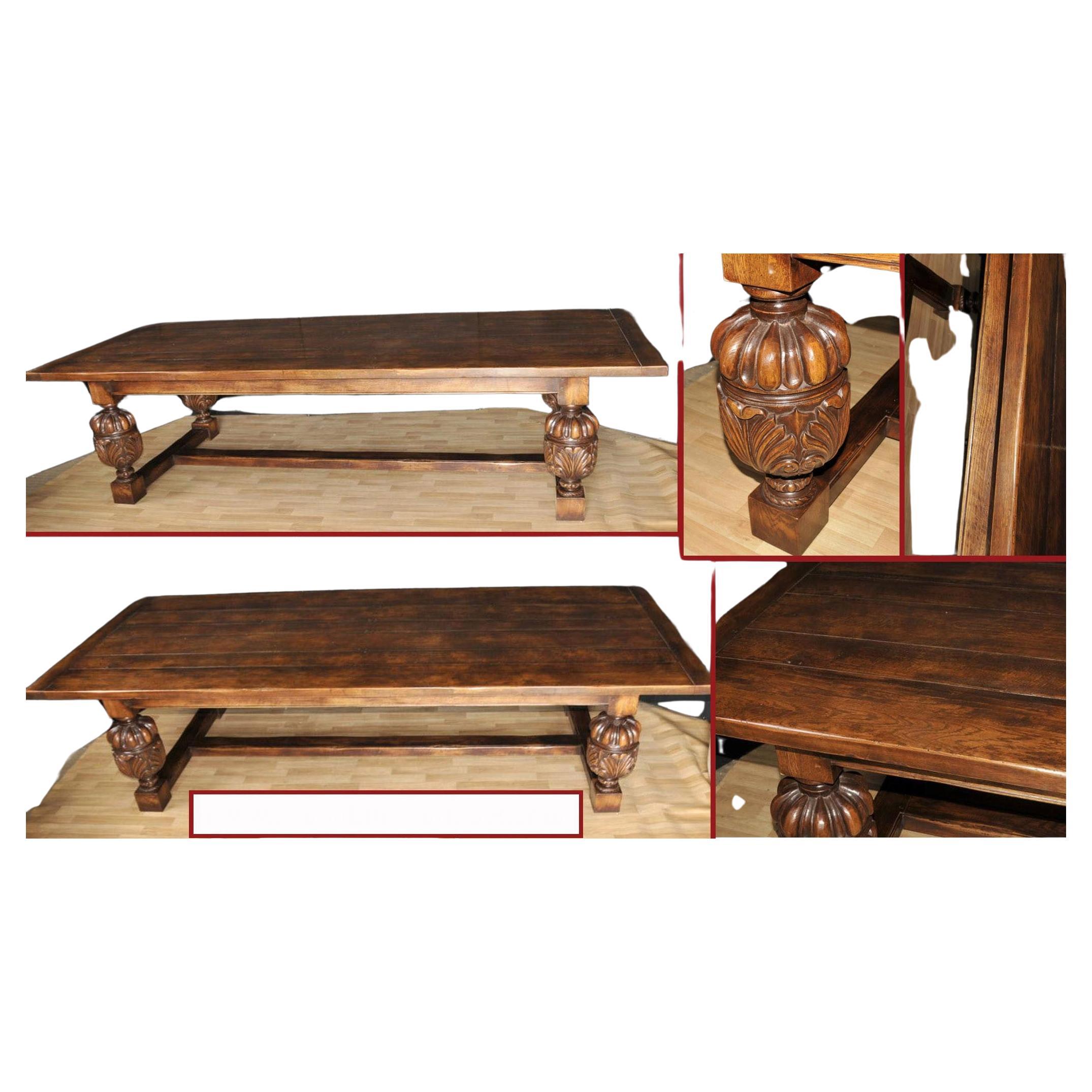 Large Refectory Table - French Farmhouse Oak Kitchen Dining Tables