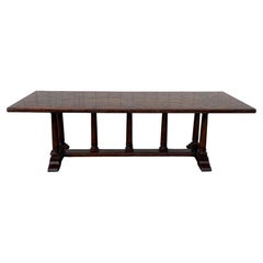 Large Refectory Trestle Dining Table Jacobean Style by Theodore Alexander
