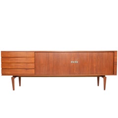Large Refinished Teak Tambour Credenza by H.W. Klein for Bramin