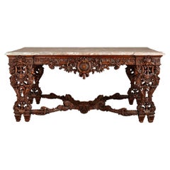 Large Regence Style Mahogany Centre Table with Marble Top