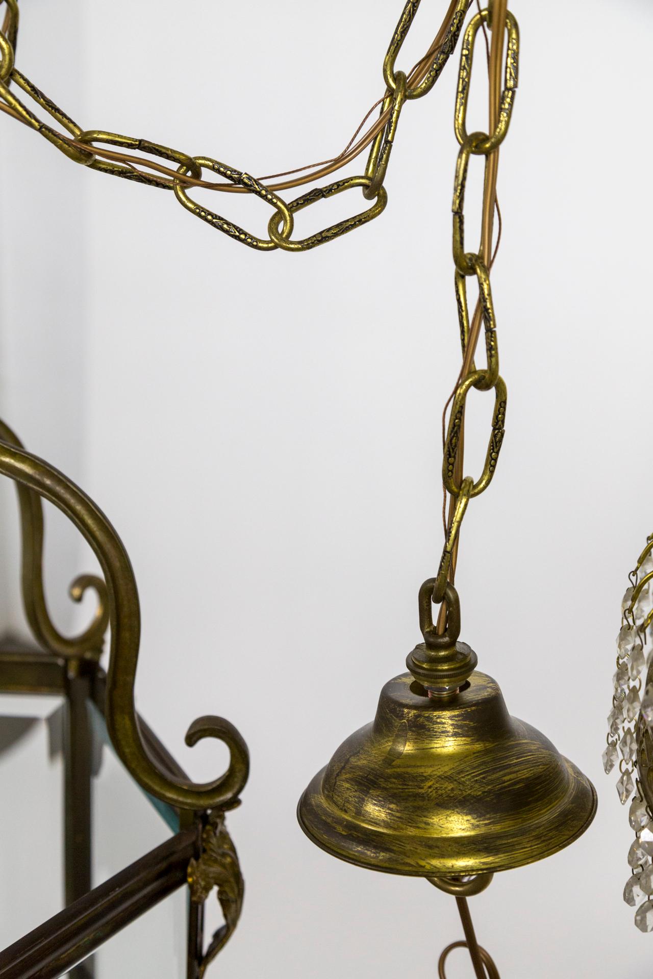 Grande lanterna Regency a 6 pannelli in ottone con volute e foglie d'acanto in vendita 6