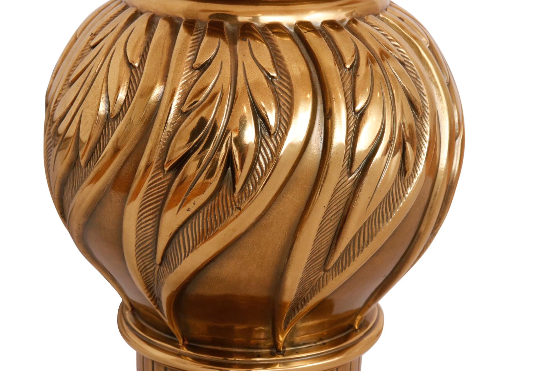 Large Regency Brass Table Lamp In Good Condition For Sale In Bradenton, FL