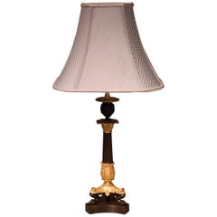 Large Regency Bronze and Ormolu Candlestick Lamp