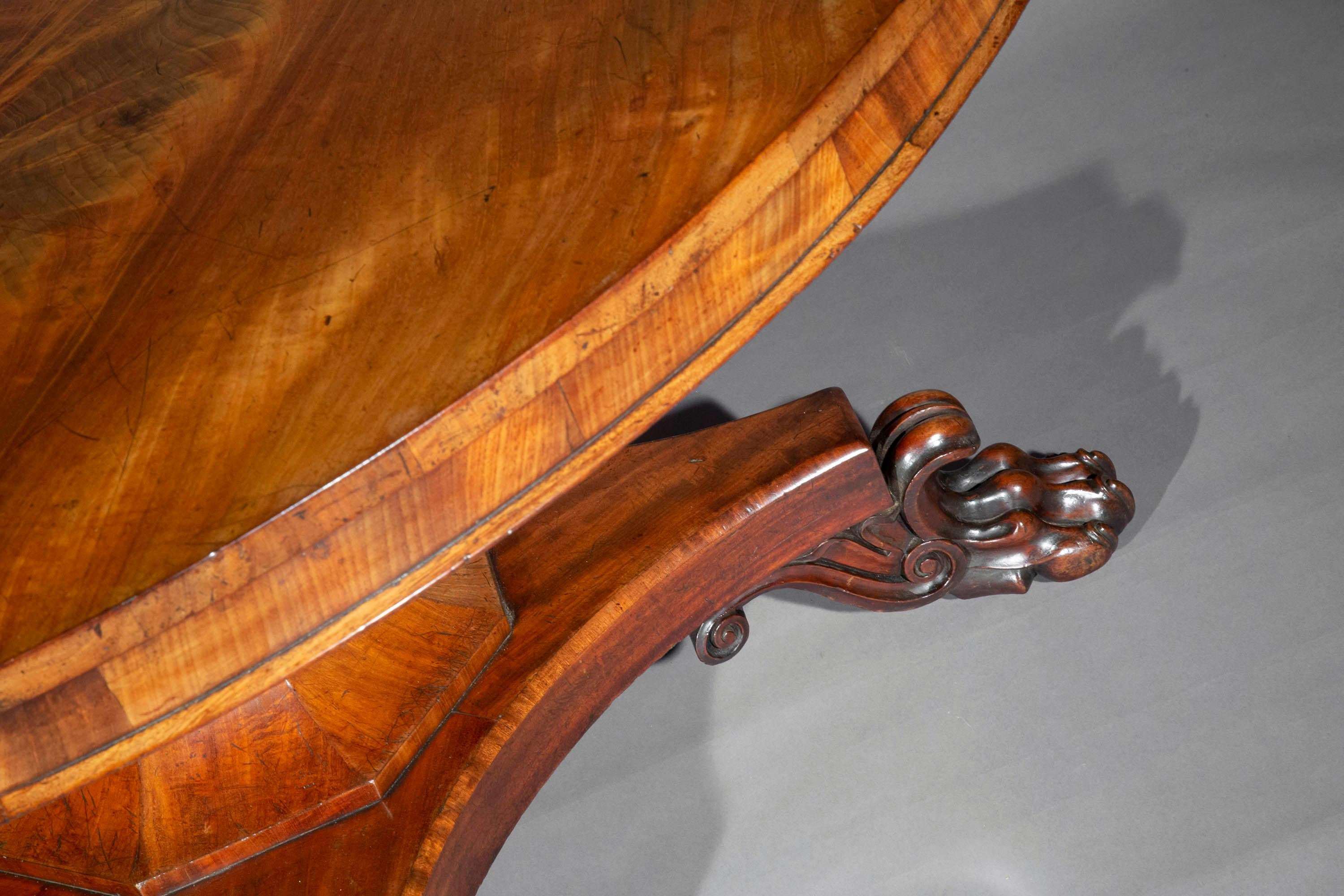 Veneer Large Regency Centre Table or Dining Table for Six