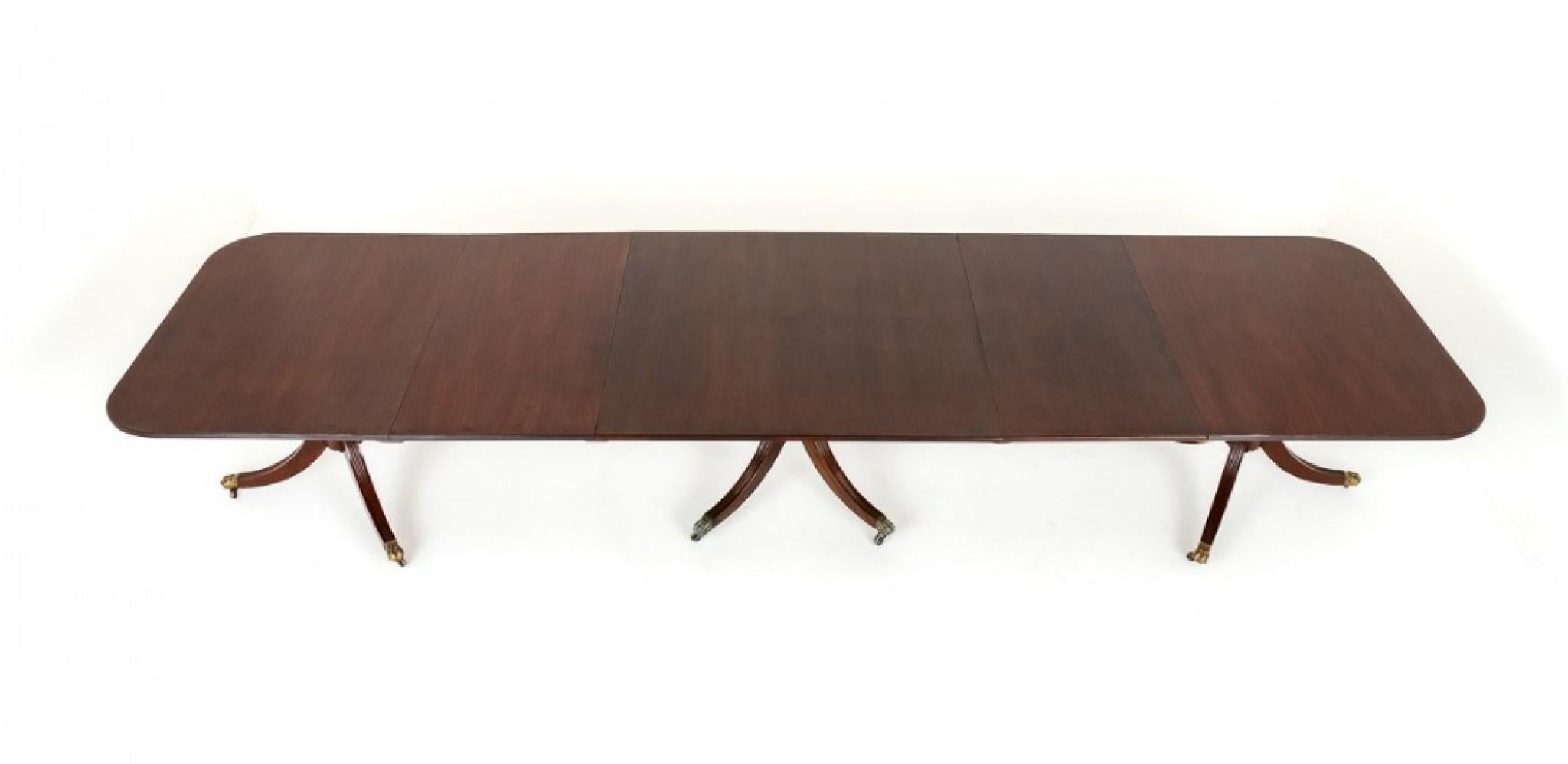 Large Regency Dining Table Pedestal 18 Seater Mahogany In Good Condition In Potters Bar, GB