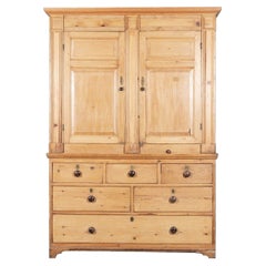 Grande armoire de ménage en pin de style Regency English Estate Made