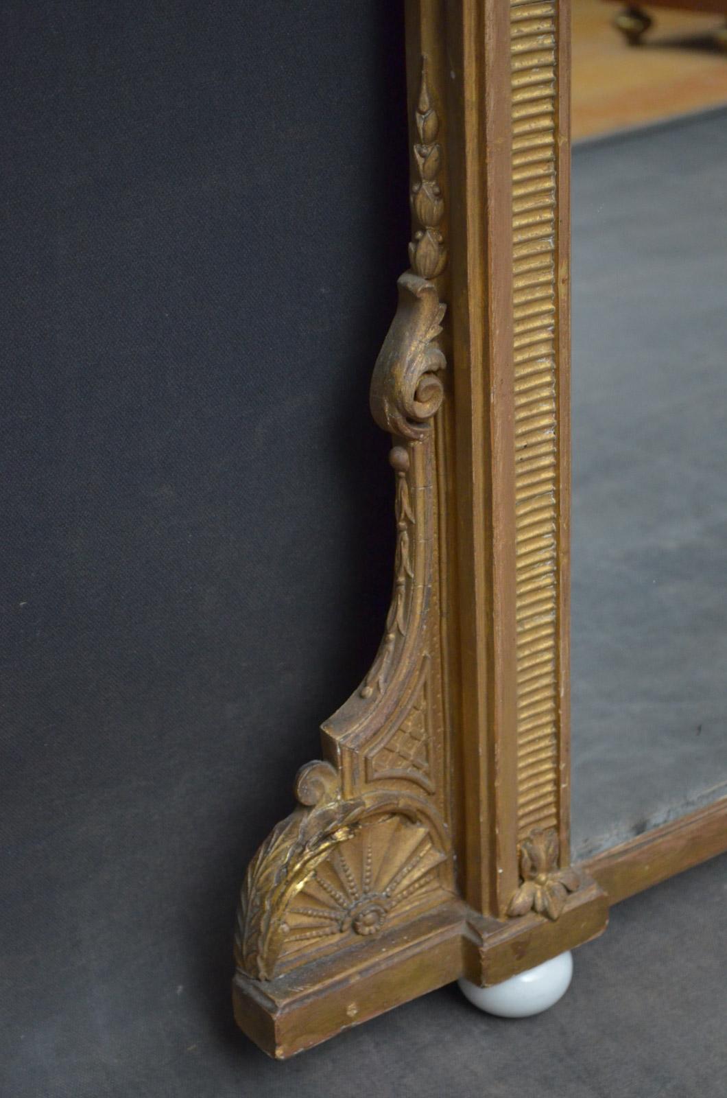 Large Regency Gilt Mirror In Good Condition In Whaley Bridge, GB