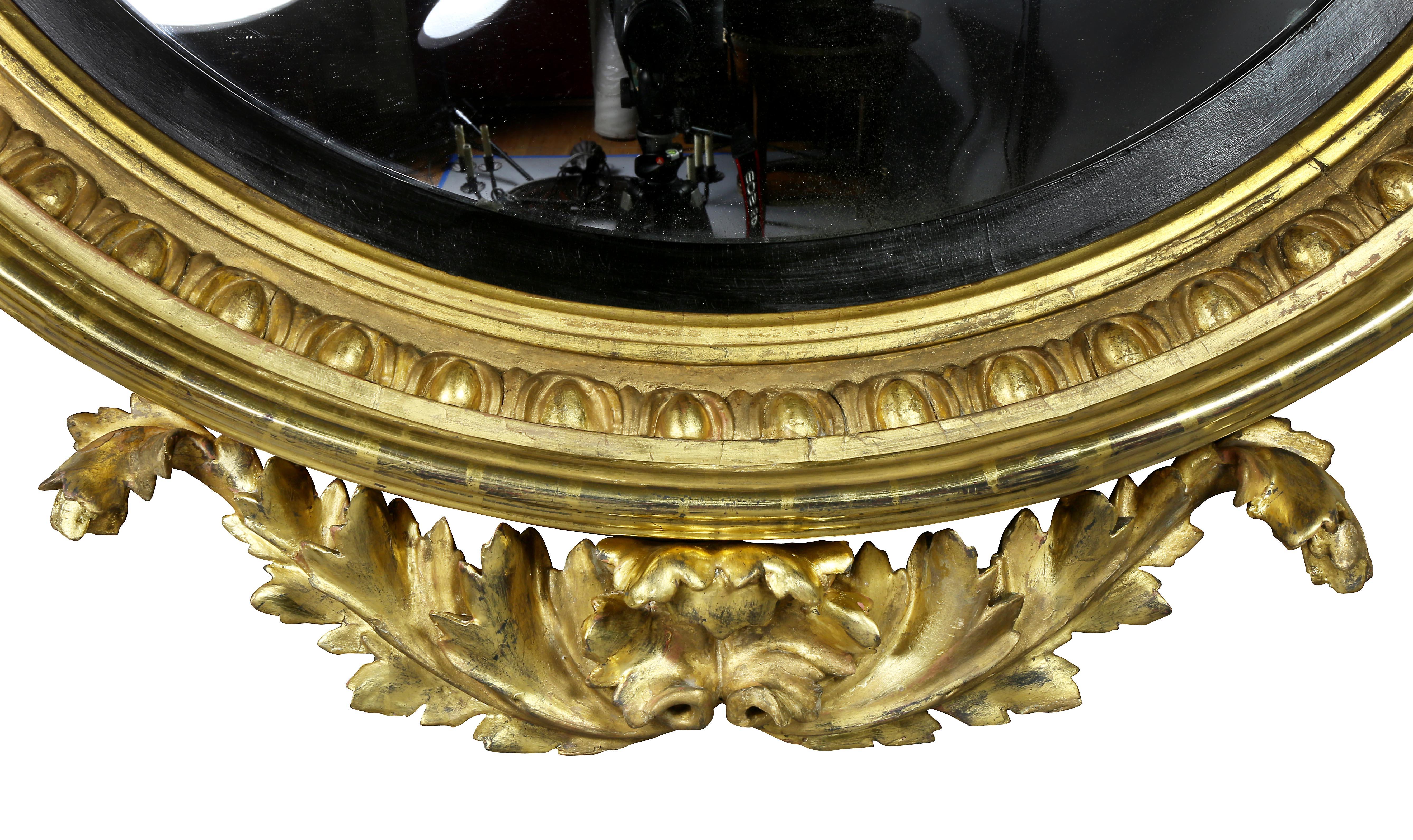 Large Regency Giltwood Convex Mirror 1