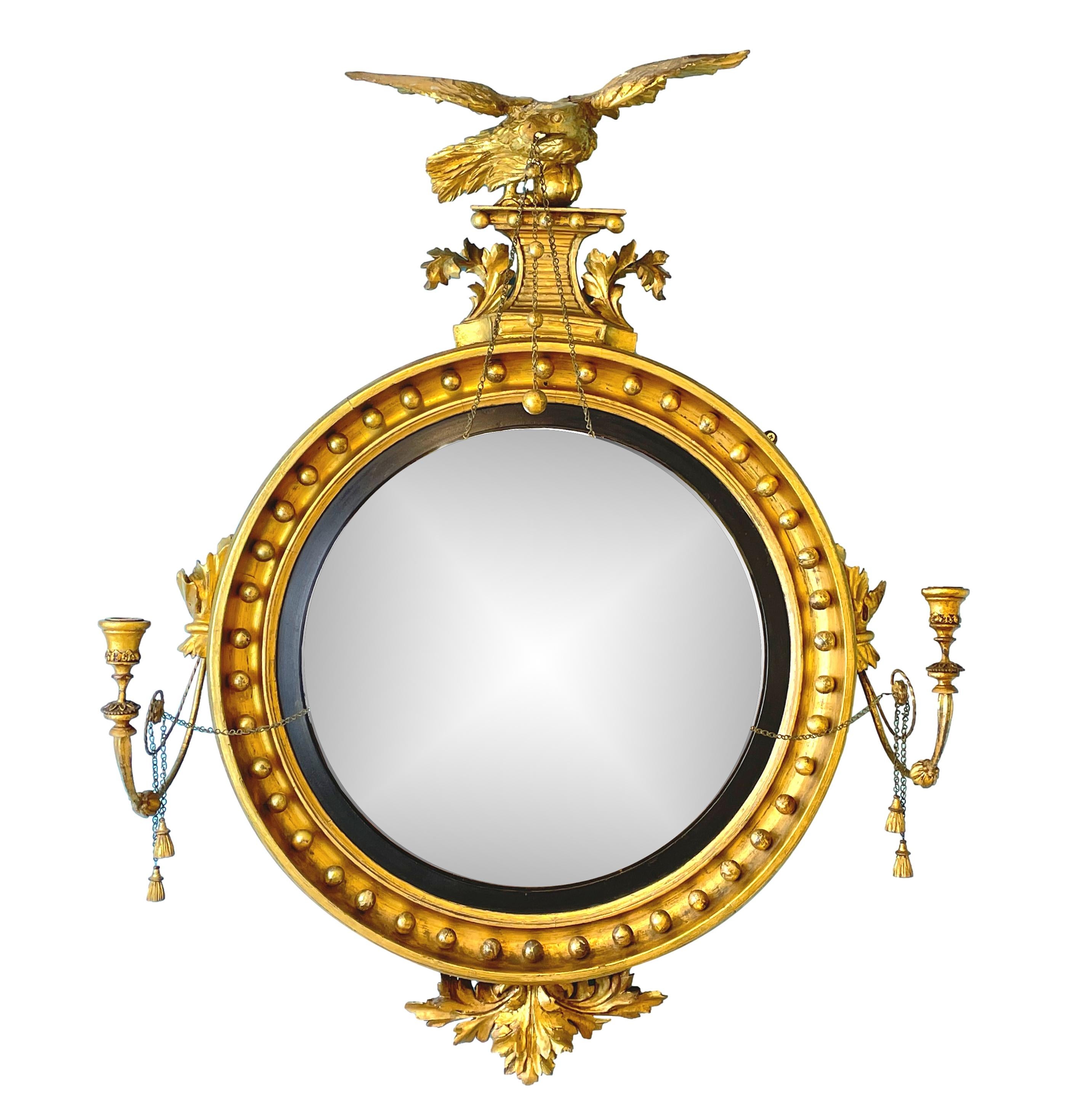 Large Regency Giltwood Convex Mirror 3