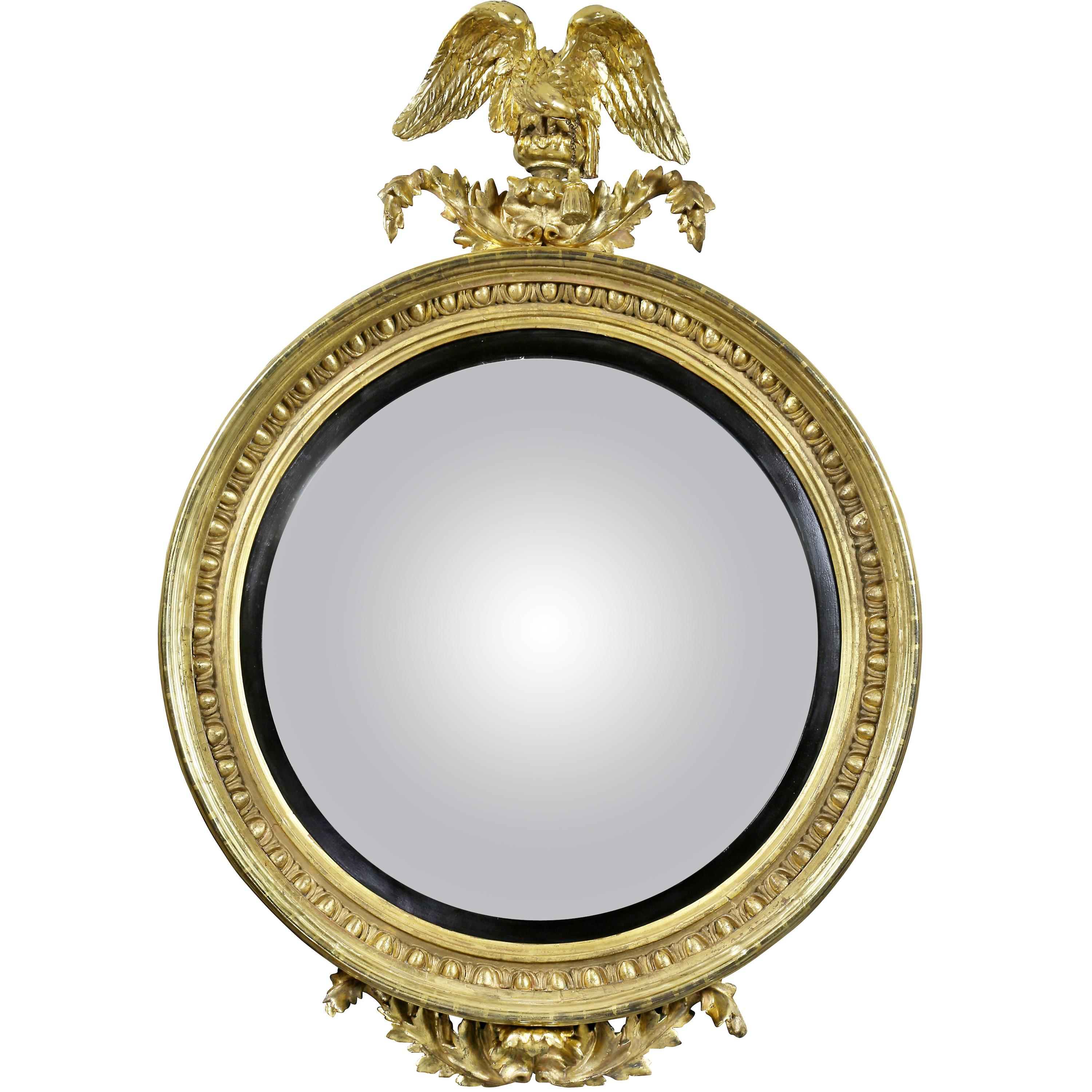 Large Regency Giltwood Convex Mirror