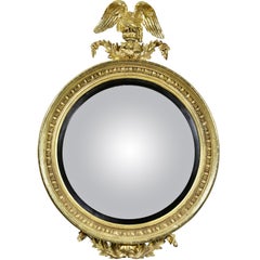 Large Regency Giltwood Convex Mirror