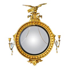 Large Regency Giltwood Convex Mirror