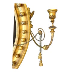 Large Regency Giltwood Convex Mirror