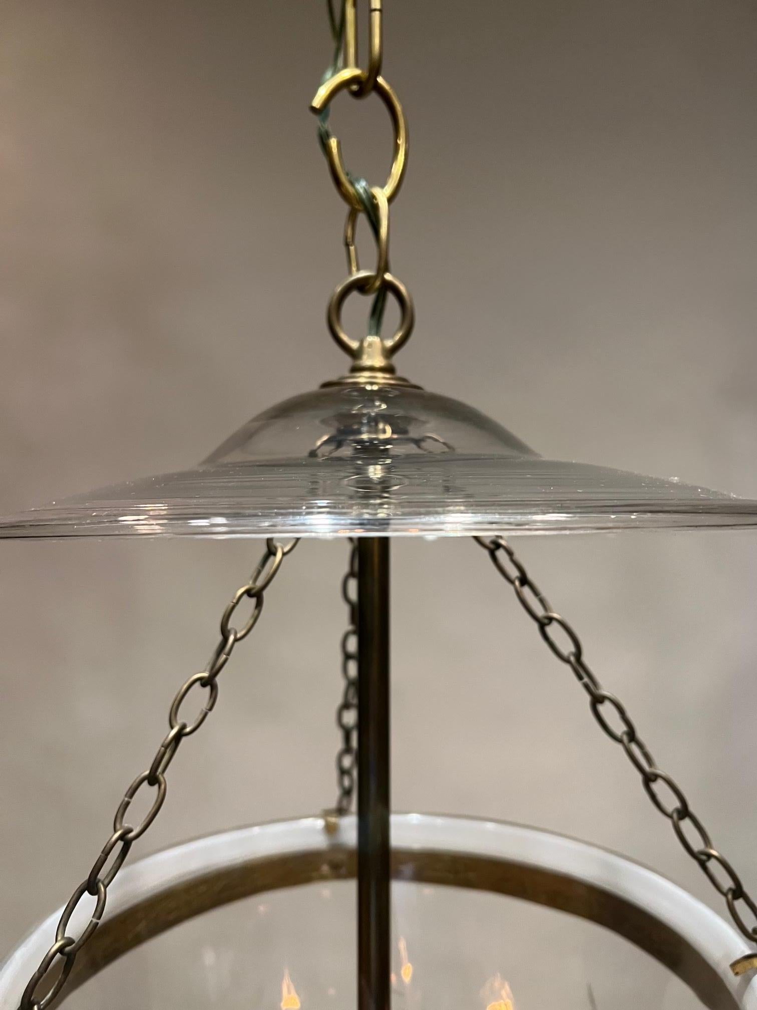 Neoclassical Large Regency Grape Pattern Hand Blown & Etched Bell Jar Lantern