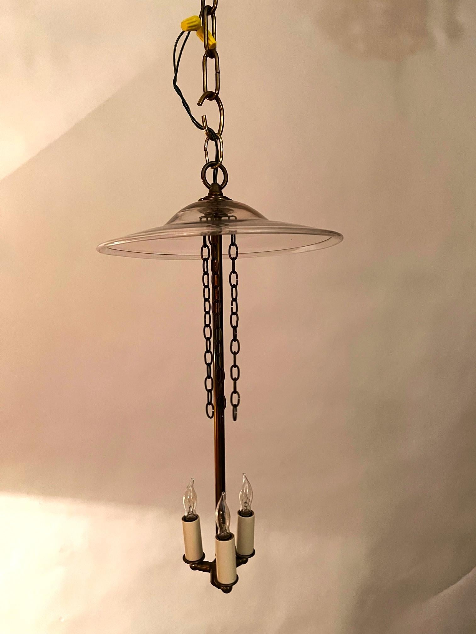 Large Regency Grape Pattern Hand Blown & Etched Bell Jar Lantern 2