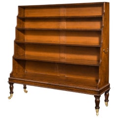 Large Regency Mahogany Waterfall Open Bookcase