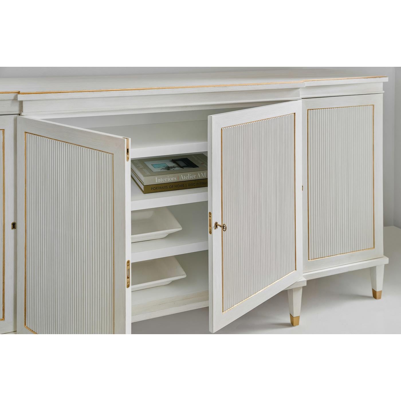 Vietnamese Large Regency Parcel Gilt Credenza For Sale