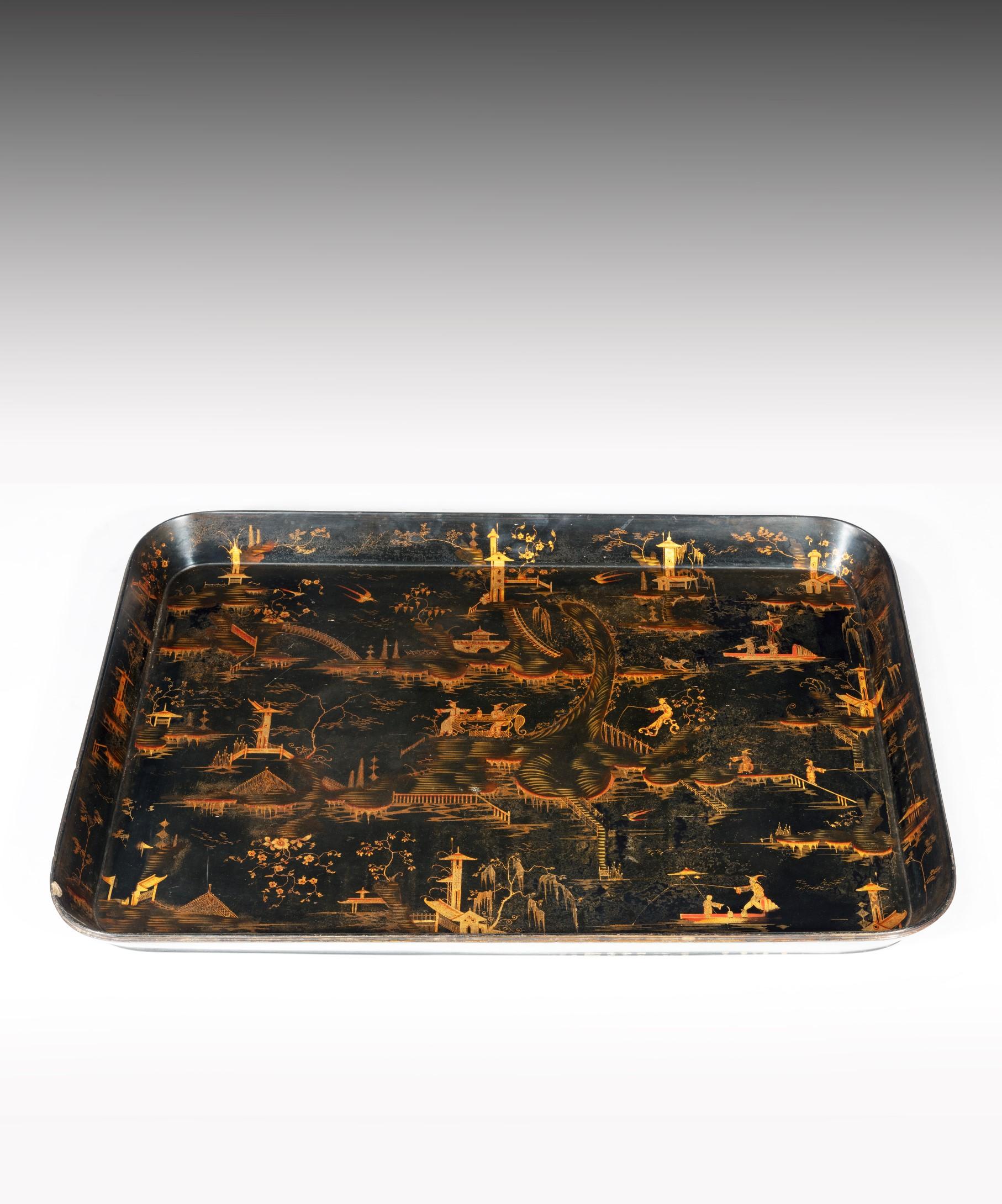 Large Regency Period Chinese Export Laquer Tray In Good Condition In London, GB