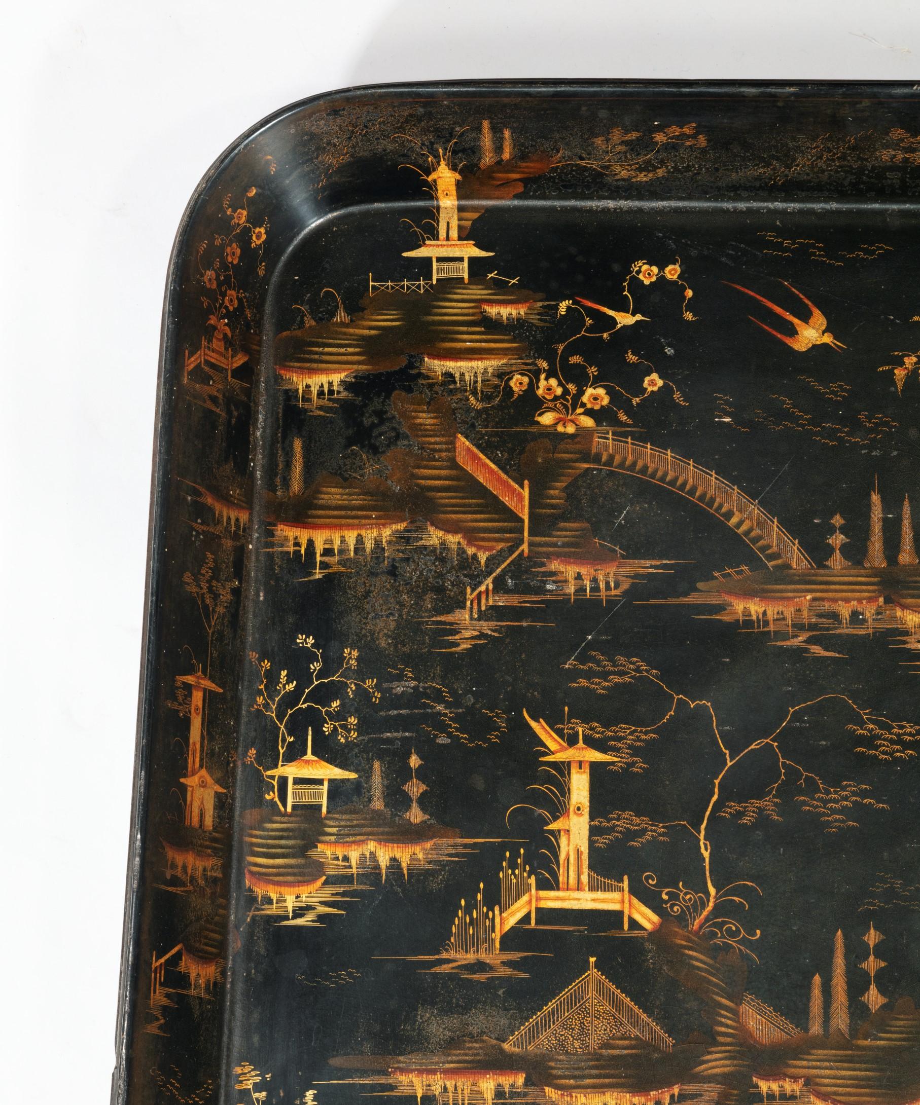 Early 19th Century Large Regency Period Chinese Export Laquer Tray