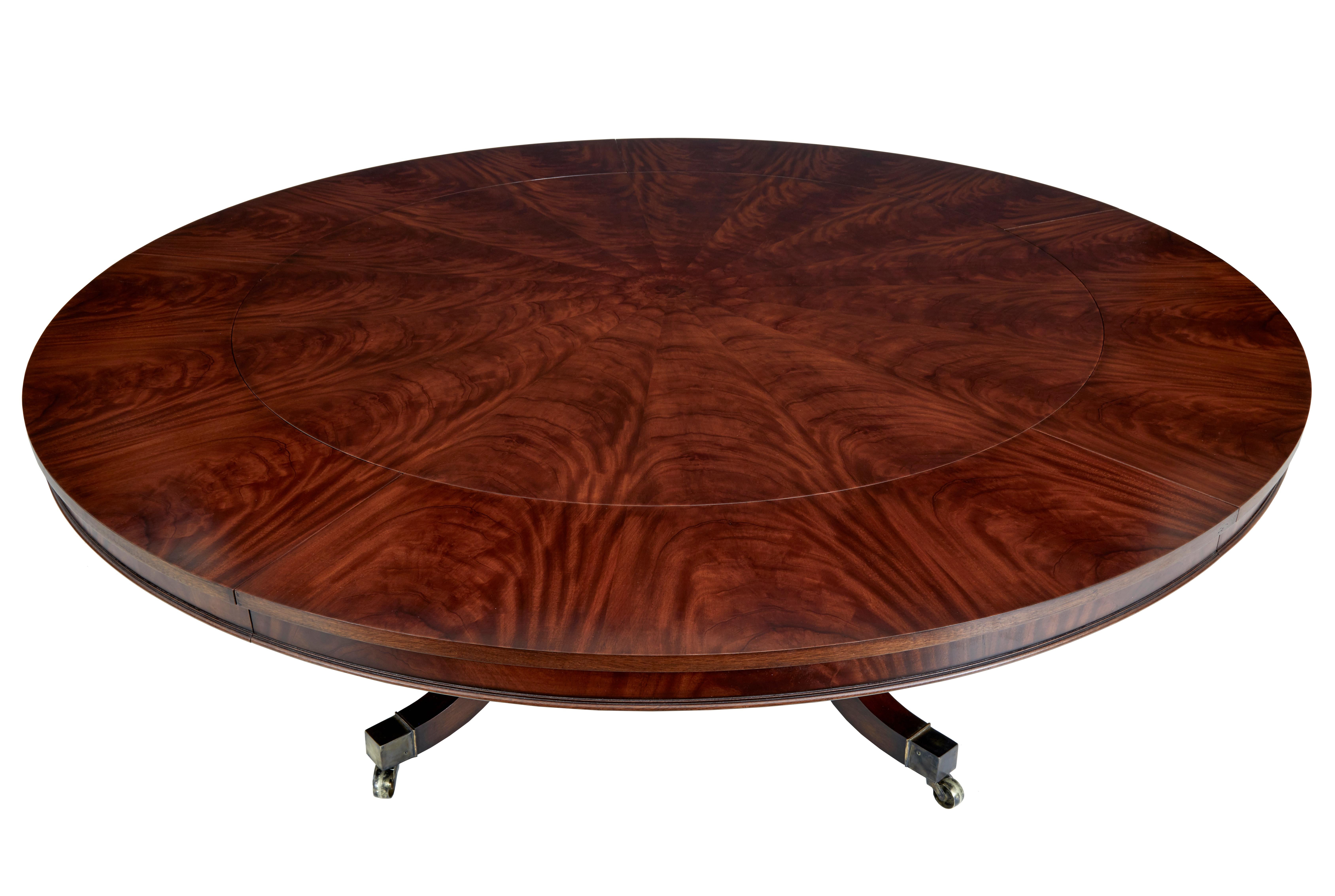 Contemporary Large Regency revival English made mahogany jupe dining table For Sale