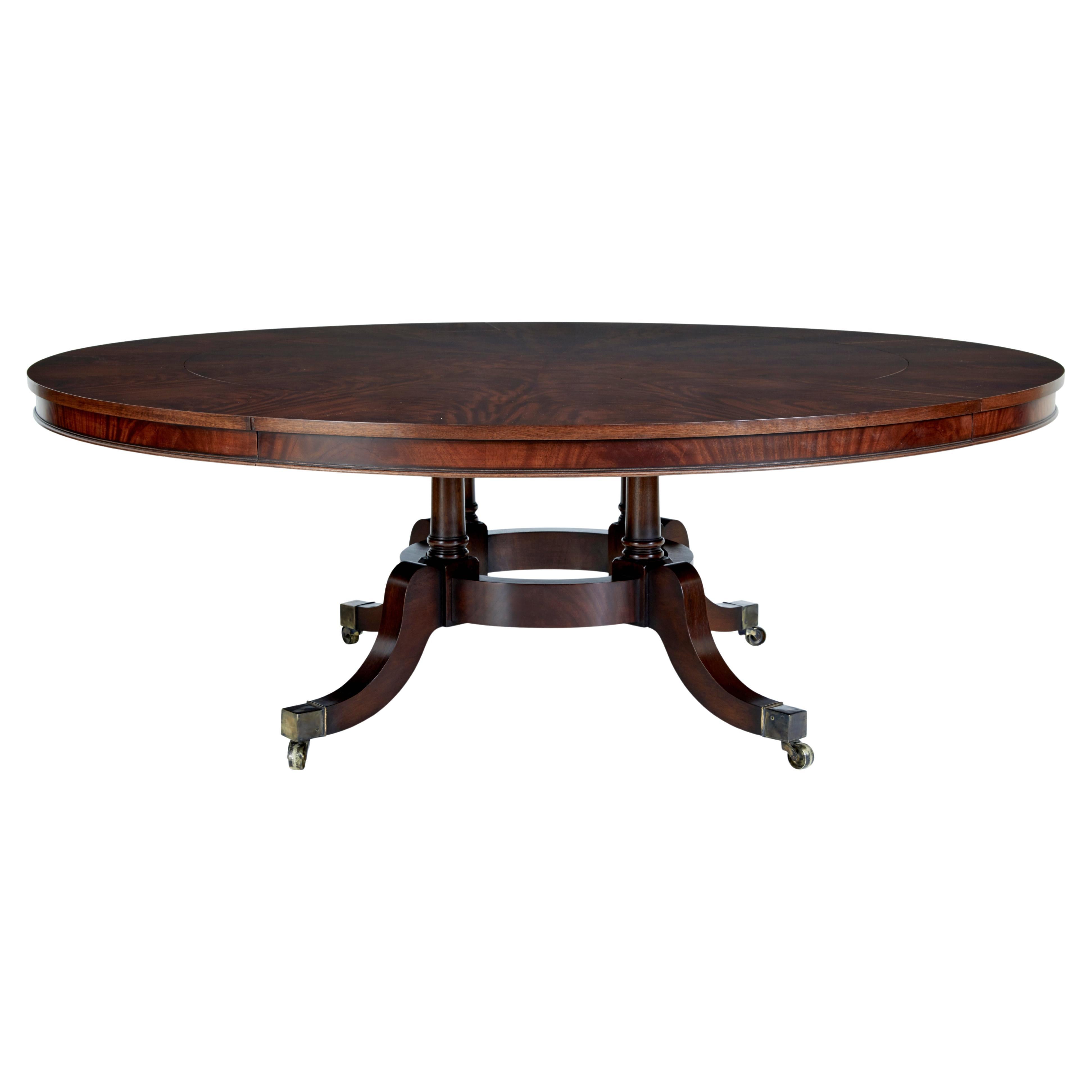 Large Regency revival English made mahogany jupe dining table For Sale