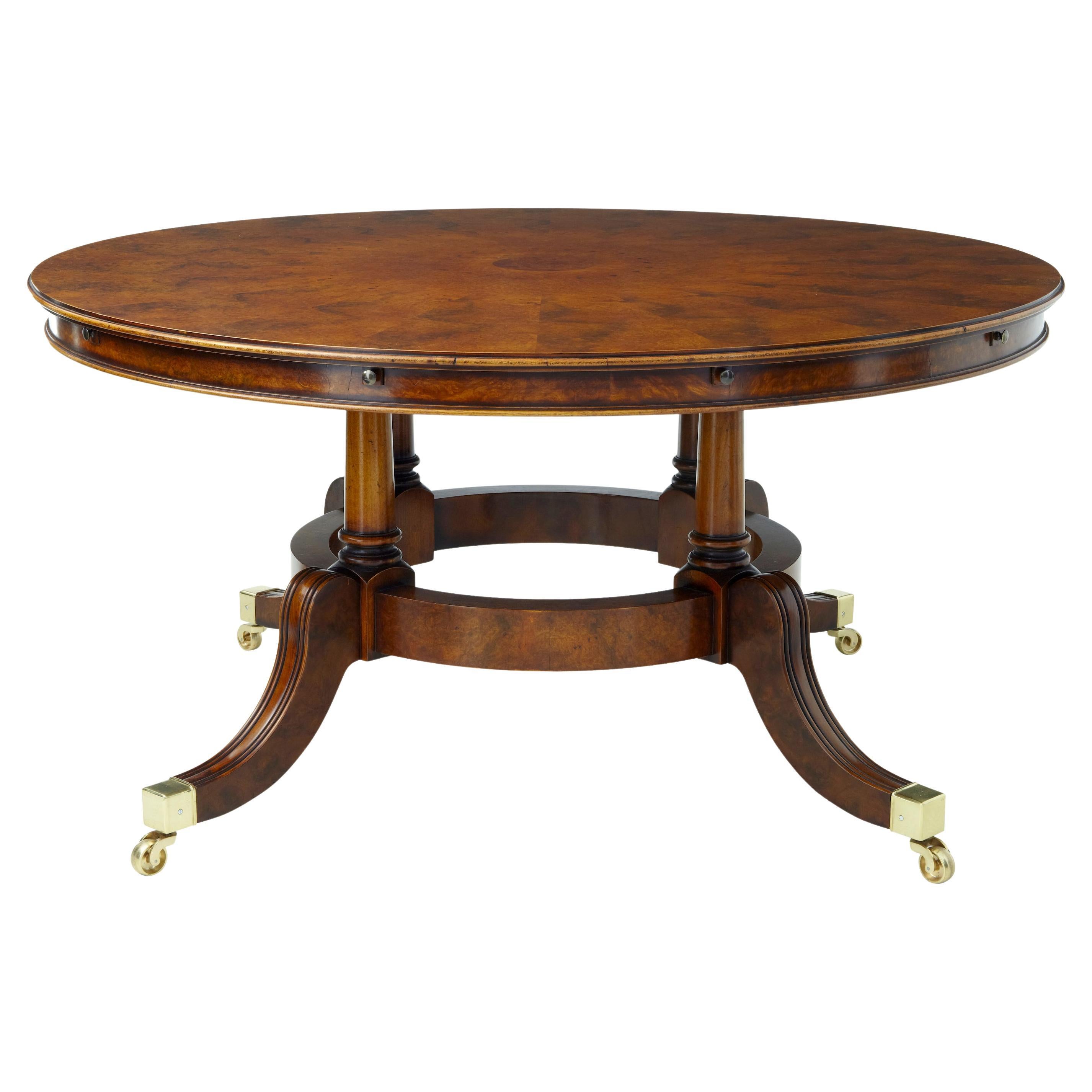 Large Regency revival english made walnut jupe dining table