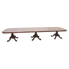 Large Regency Revival Triple-Pedestal Mahogany Dining Table