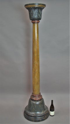 Large Regency Simulated Marble Pine Pedestal / Column / Torchere
