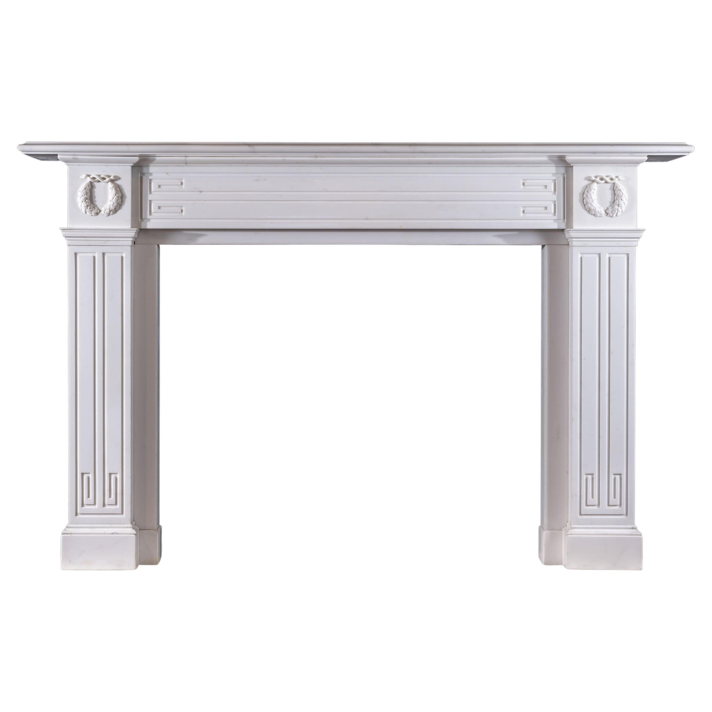 Large Regency Statuary Marble Fireplace For Sale