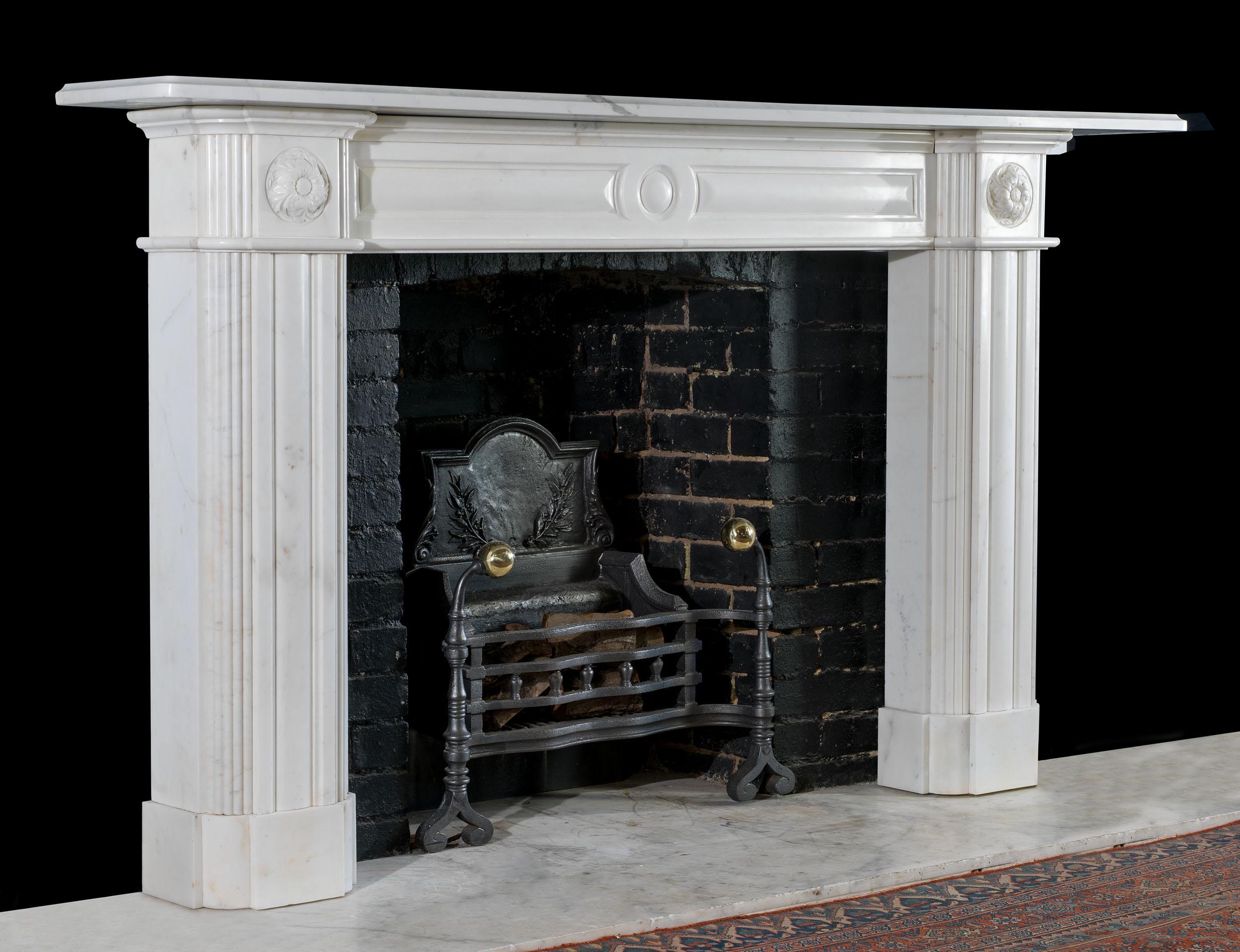 British Large Regency Statuary Marble Fireplace Mantel For Sale