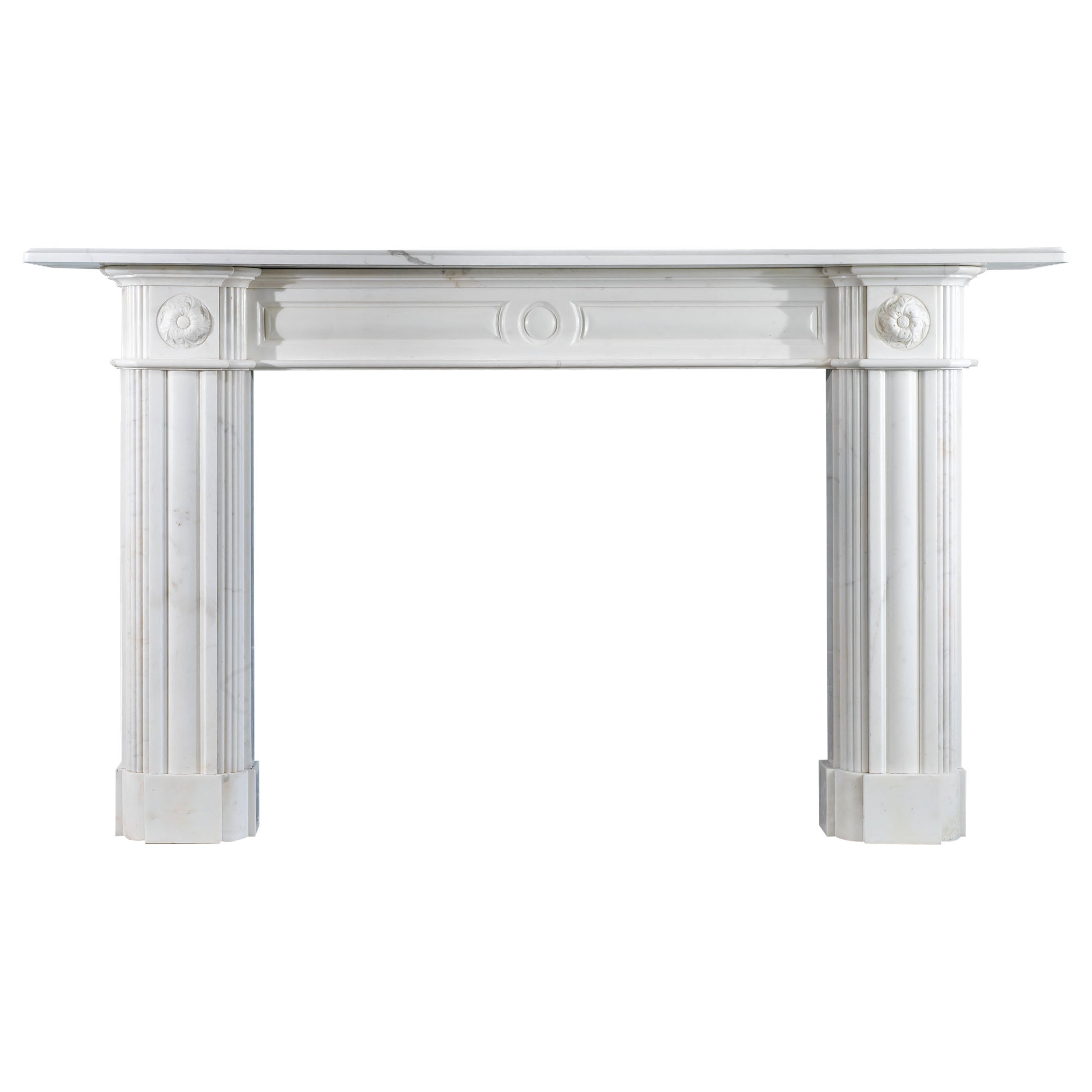 Large Regency Statuary Marble Fireplace Mantel