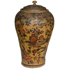 Large Regency Stoneware Decoupage Vase, 19th Century