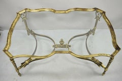 Large Regency Style Burnished Brass Scalloped Edge Tray Top Table Attr. Labarge