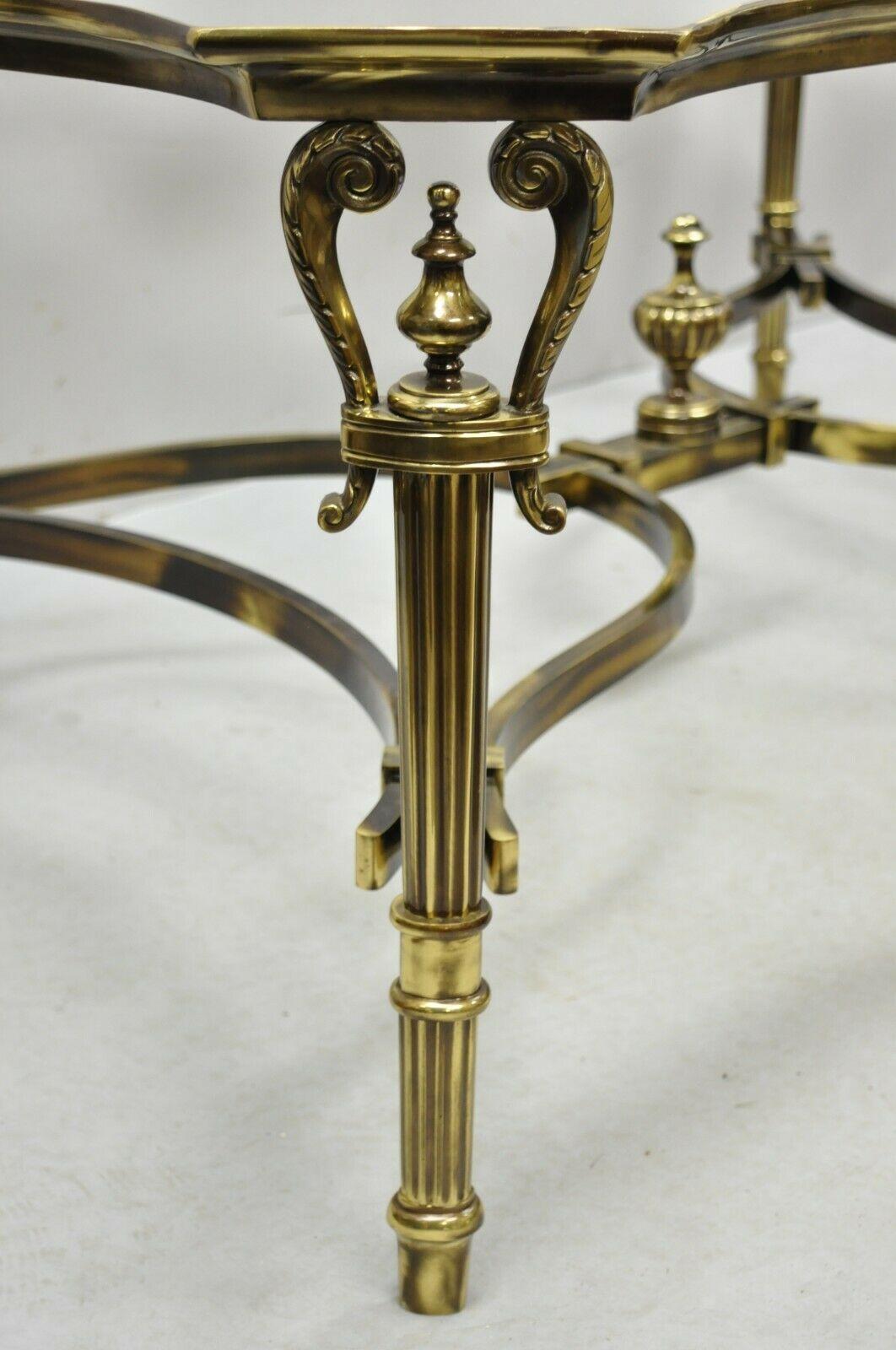 Italian Large Regency Style Burnished Brass Scalloped Edge Tray Top Table Attr. Labarge